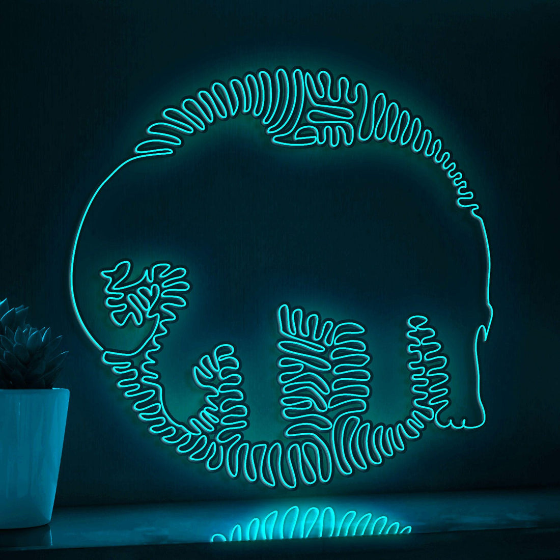 Elephant One Line EL Wire Neon Sign - Standing Giant Light Decor - myneonup