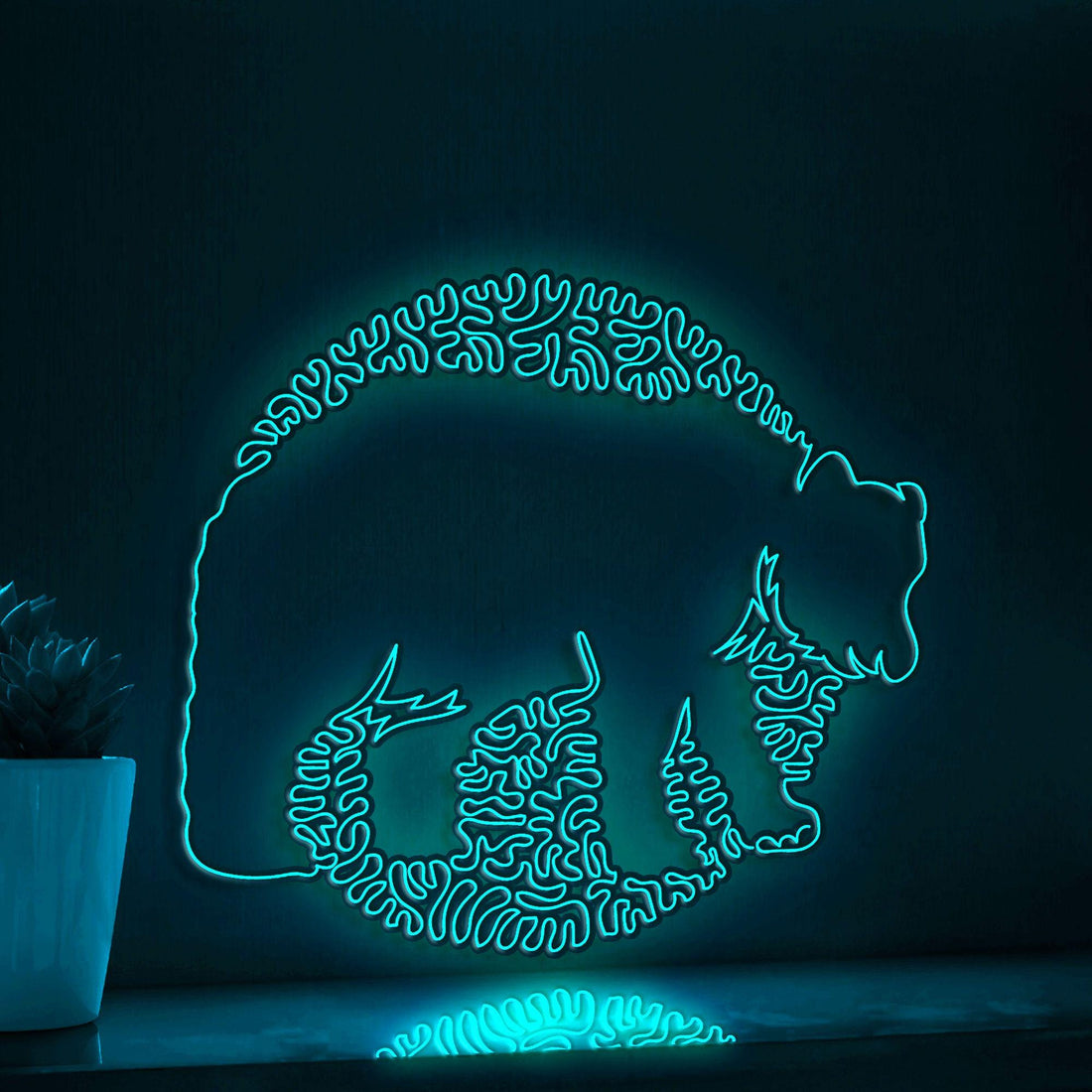 Bear One Line EL Wire Neon Sign - Abstract Art for Boho Wall Decor, Ideal for Nature Lovers - myneonup
