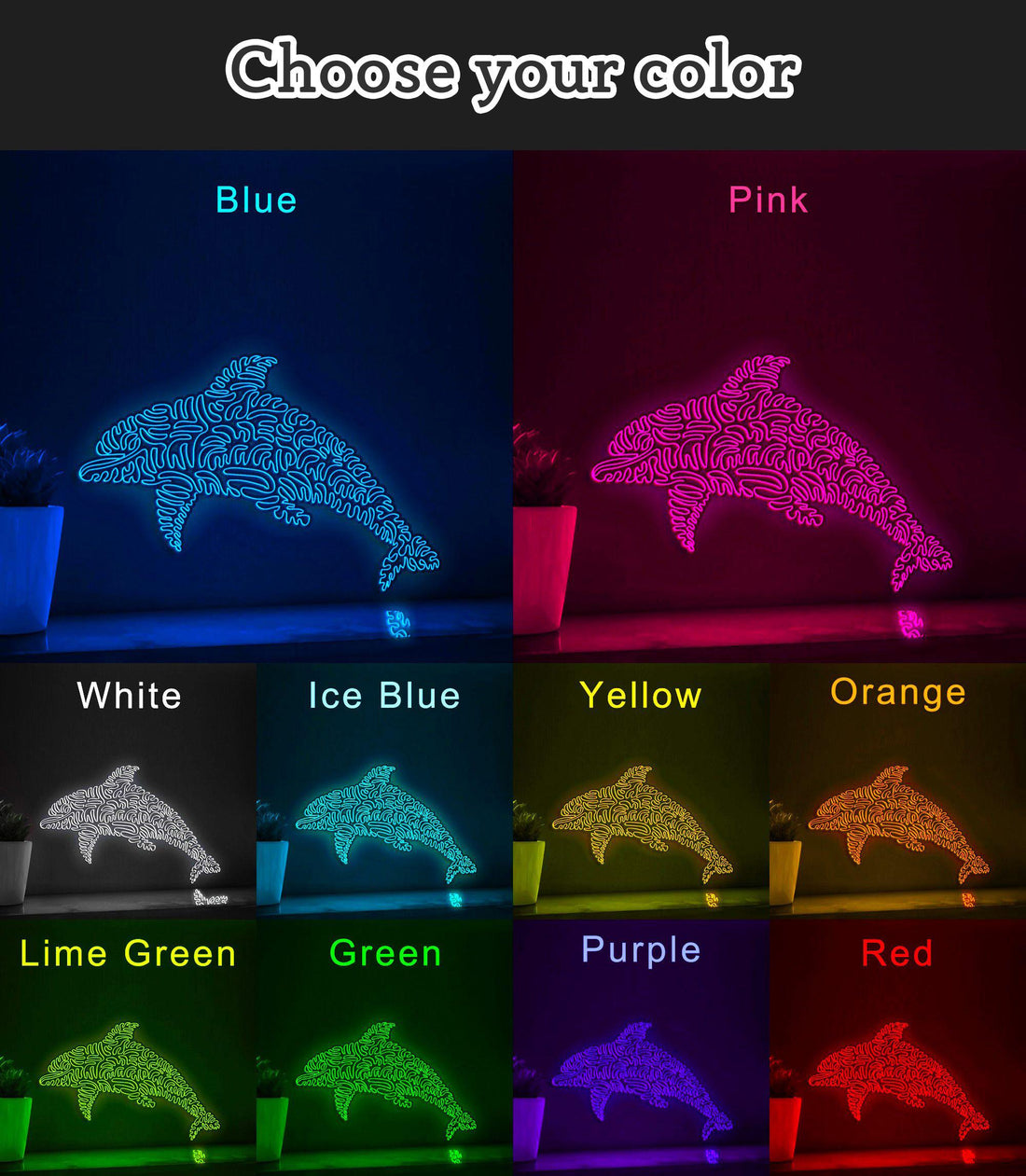 Dolphin One Line EL Wire Neon Sign - Ideal for Aquarium Lovers, Home Decor - myneonup