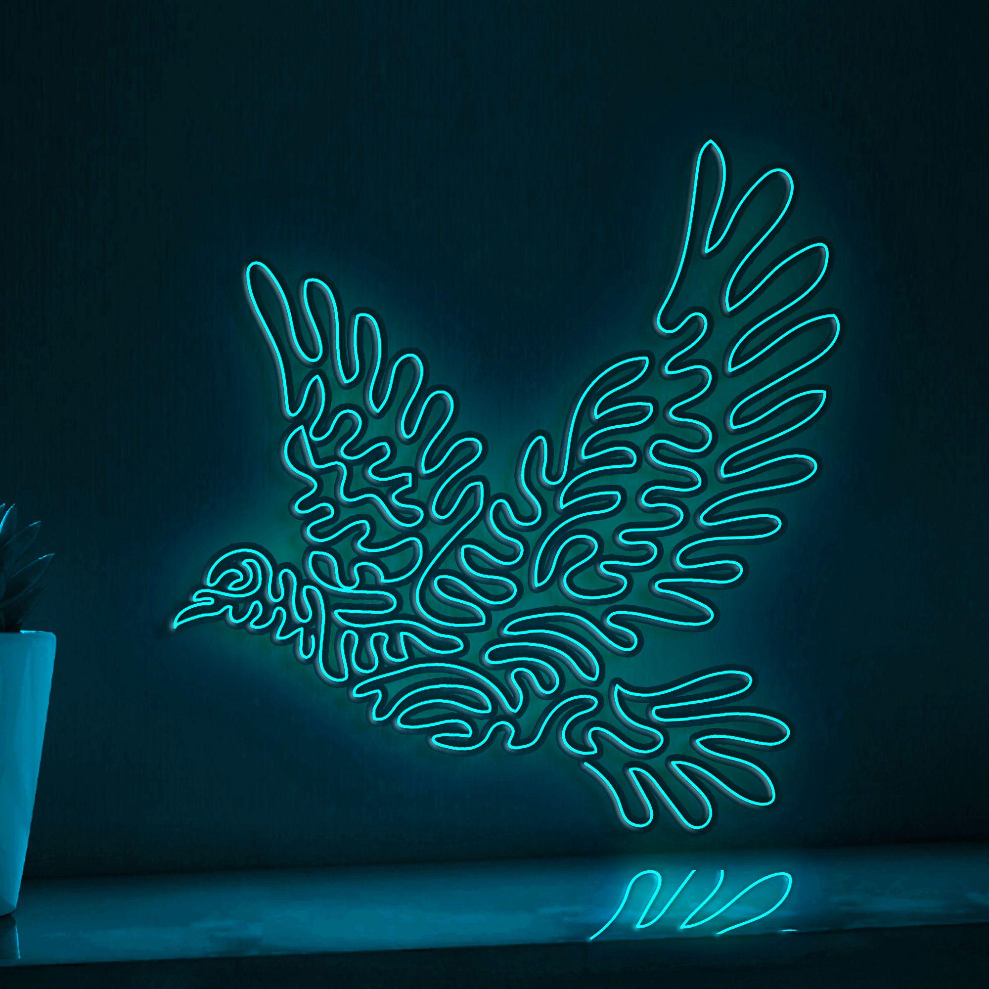 Dove One Line EL Wire Neon Sign - Flying Peace Symbol - myneonup