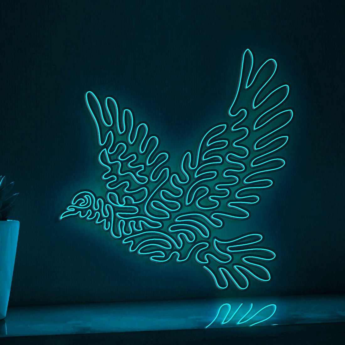 Dove One Line EL Wire Neon Sign - Flying Peace Symbol - myneonup