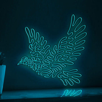 Dove One Line EL Wire Neon Sign - Flying Peace Symbol - myneonup