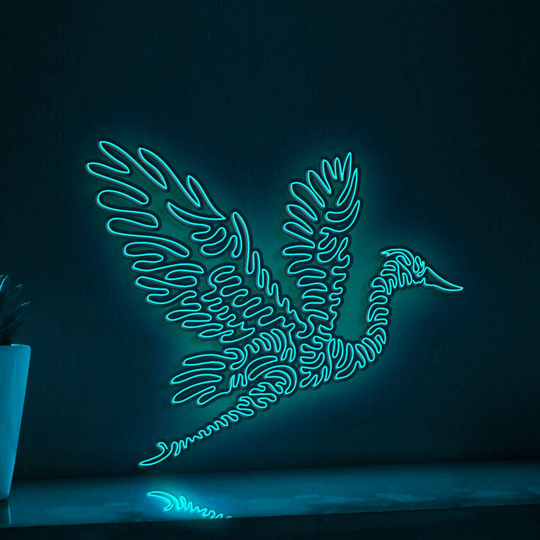Heron One Line EL Wire Neon Sign - Long-Necked Bird Art, Ideal for Nature Lovers' Modern Wall Decor - myneonup