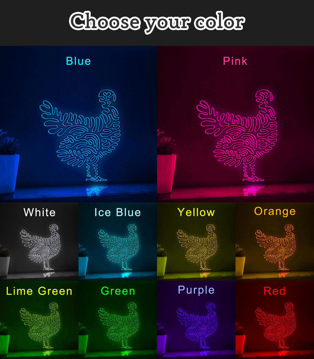 Turkey One Line EL Wire Neon Sign - Perfect for Thanksgiving Decor and Modern Homes - myneonup