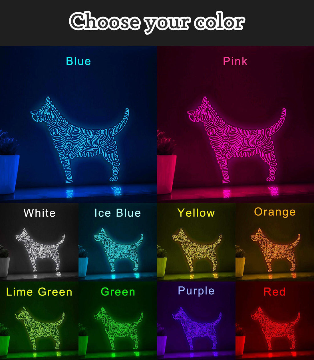 Dog One Line EL Wire Neon Sign - Fluffy Pet Wall Art - myneonup