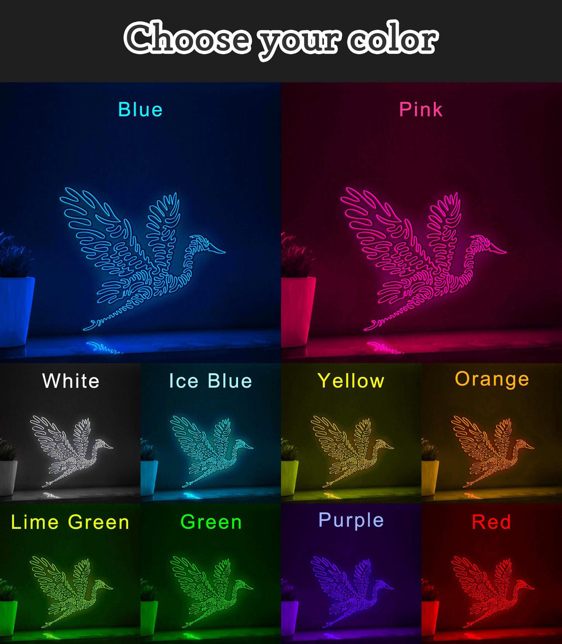 Heron One Line EL Wire Neon Sign - Long-Necked Bird Art, Ideal for Nature Lovers' Modern Wall Decor - myneonup