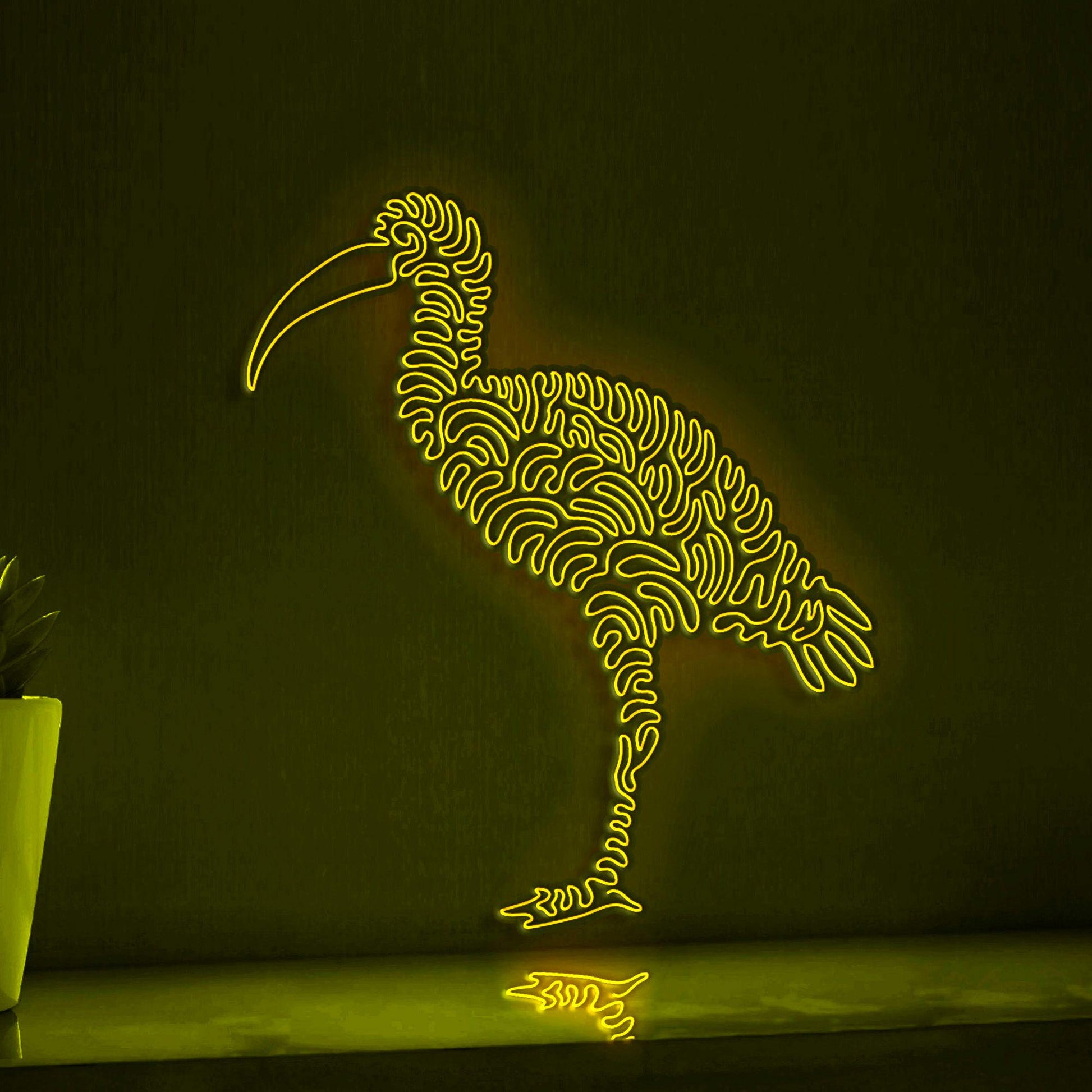 Ibis One Line EL Wire Neon Sign - Curved Bill Bird, Ideal for Tropical Themed Decor - myneonup