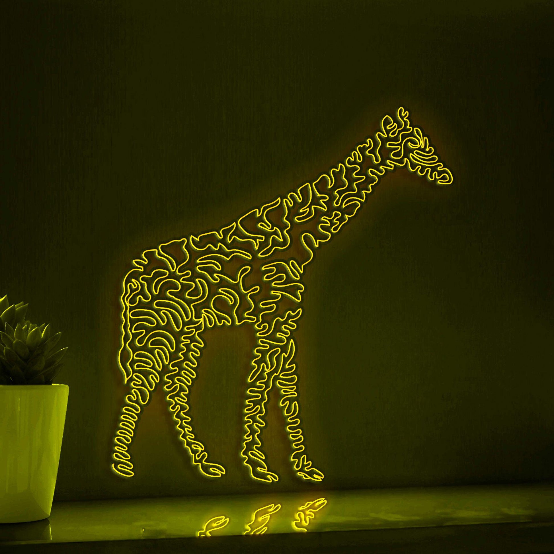 Giraffe One Line EL Wire Neon Sign - Tallest Mammal Lihght Art, Ideal for Boho Room Decor, Animal Lovers - myneonup