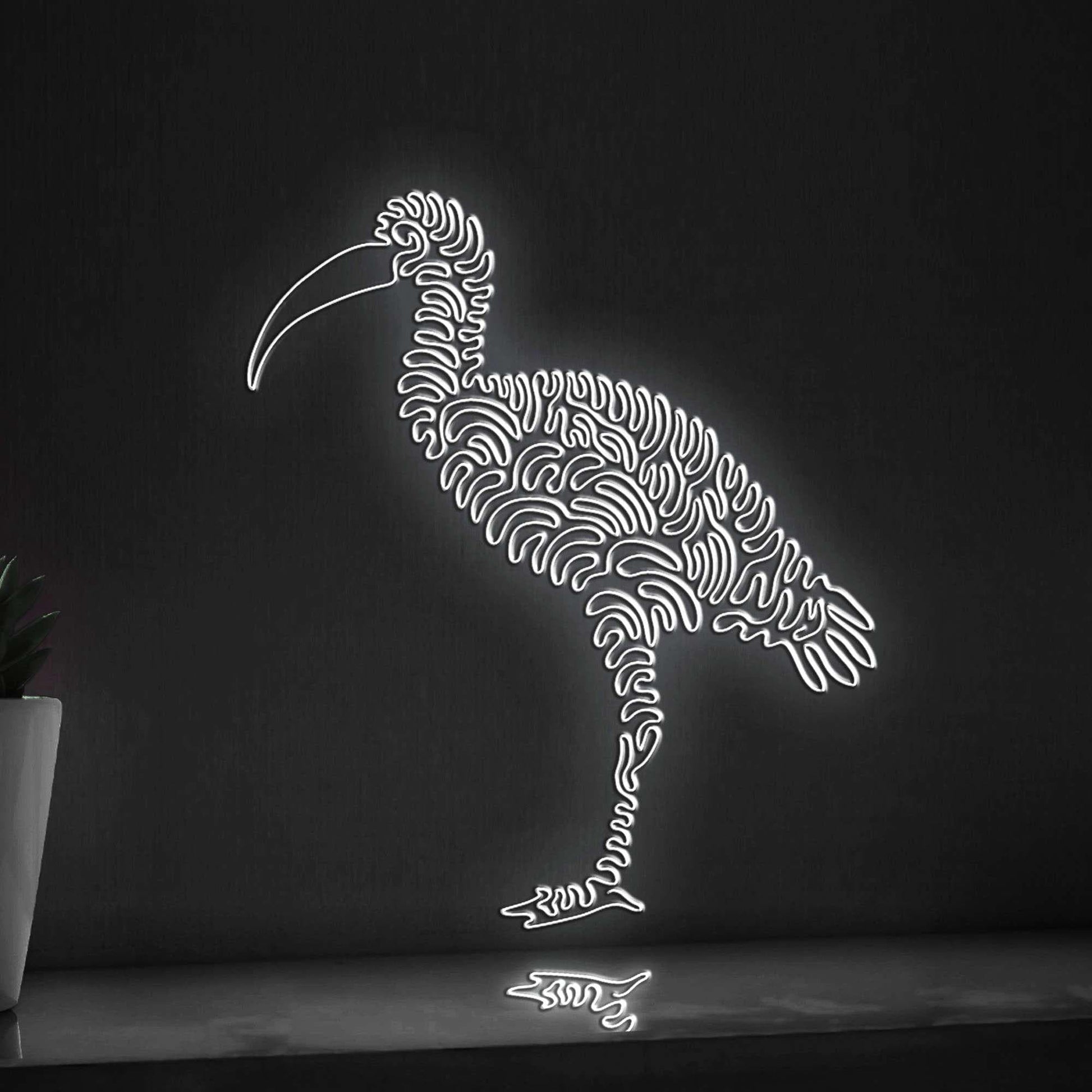 Ibis One Line EL Wire Neon Sign - Curved Bill Bird, Ideal for Tropical Themed Decor - myneonup