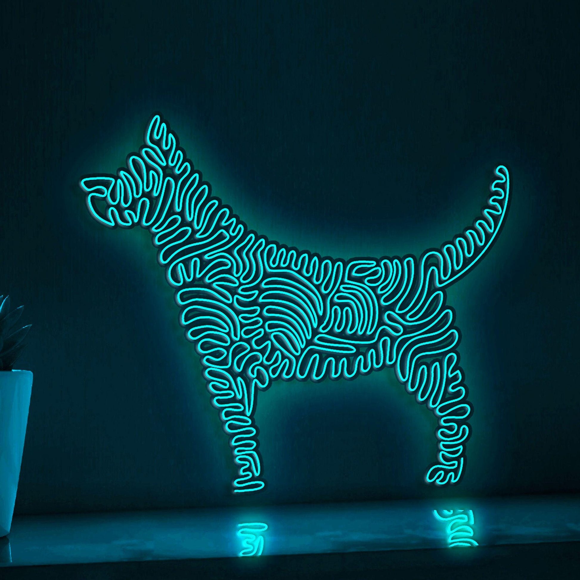 Dog One Line EL Wire Neon Sign - Fluffy Pet Wall Art - myneonup