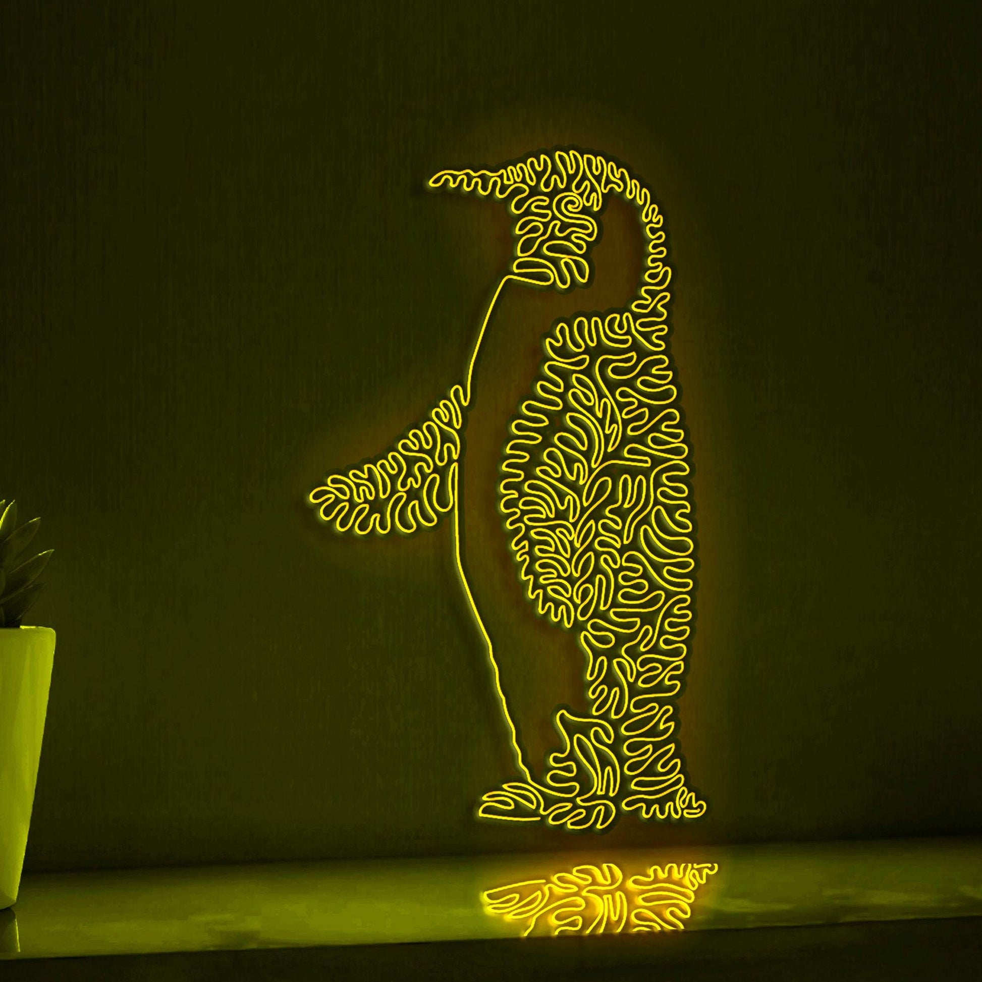 Penguin One Line EL Wire Neon Sign 1 - Flightless Bird Lighted Wall Art - myneonup