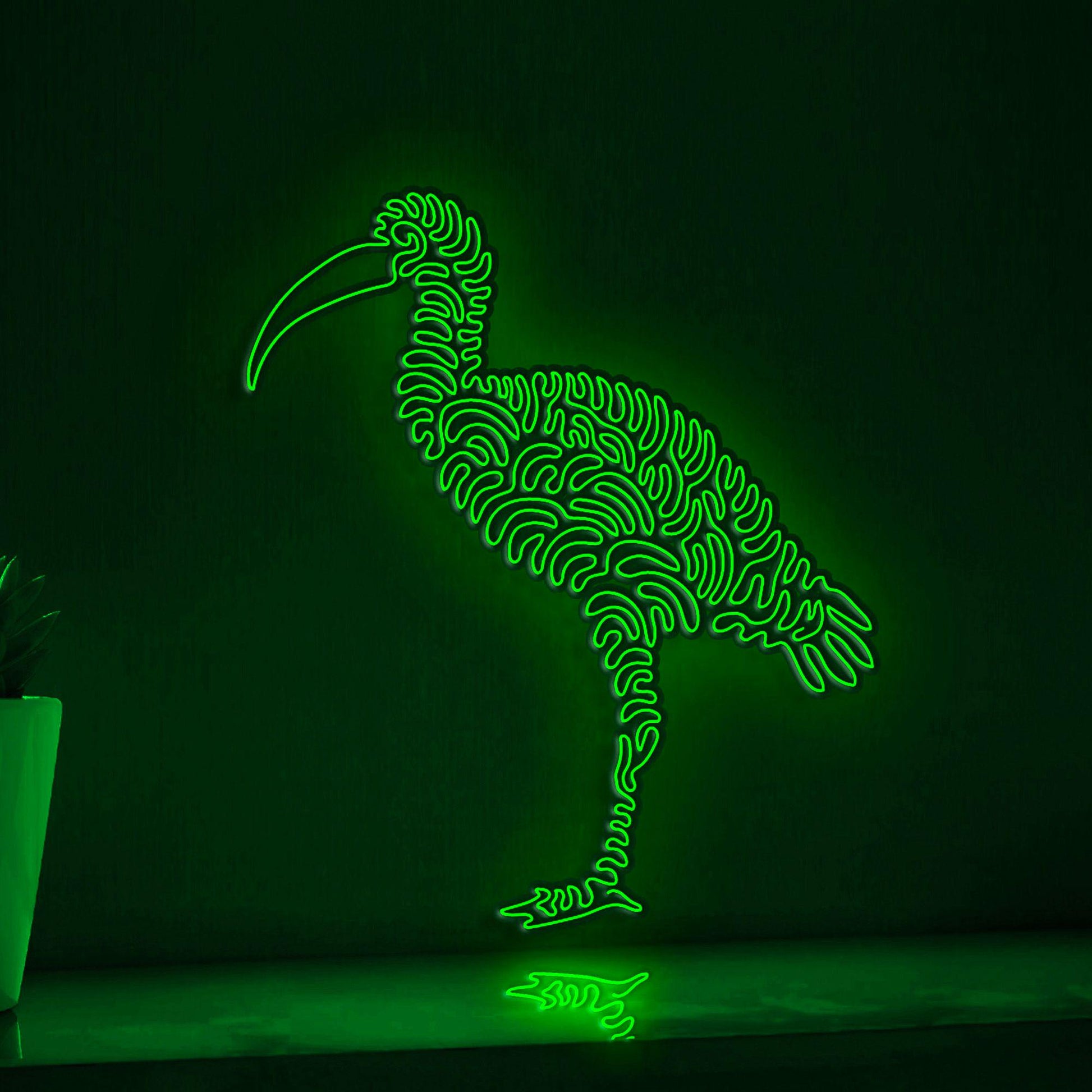 Ibis One Line EL Wire Neon Sign - Curved Bill Bird, Ideal for Tropical Themed Decor - myneonup