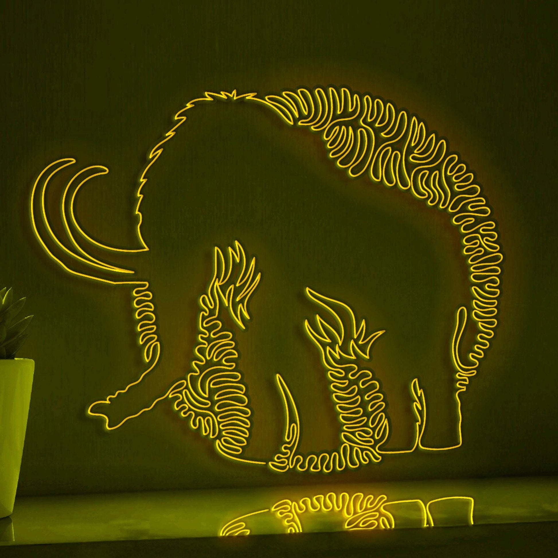Mammoth One Line EL Wire Neon Sign - Ice Age Giant Wall Art - myneonup