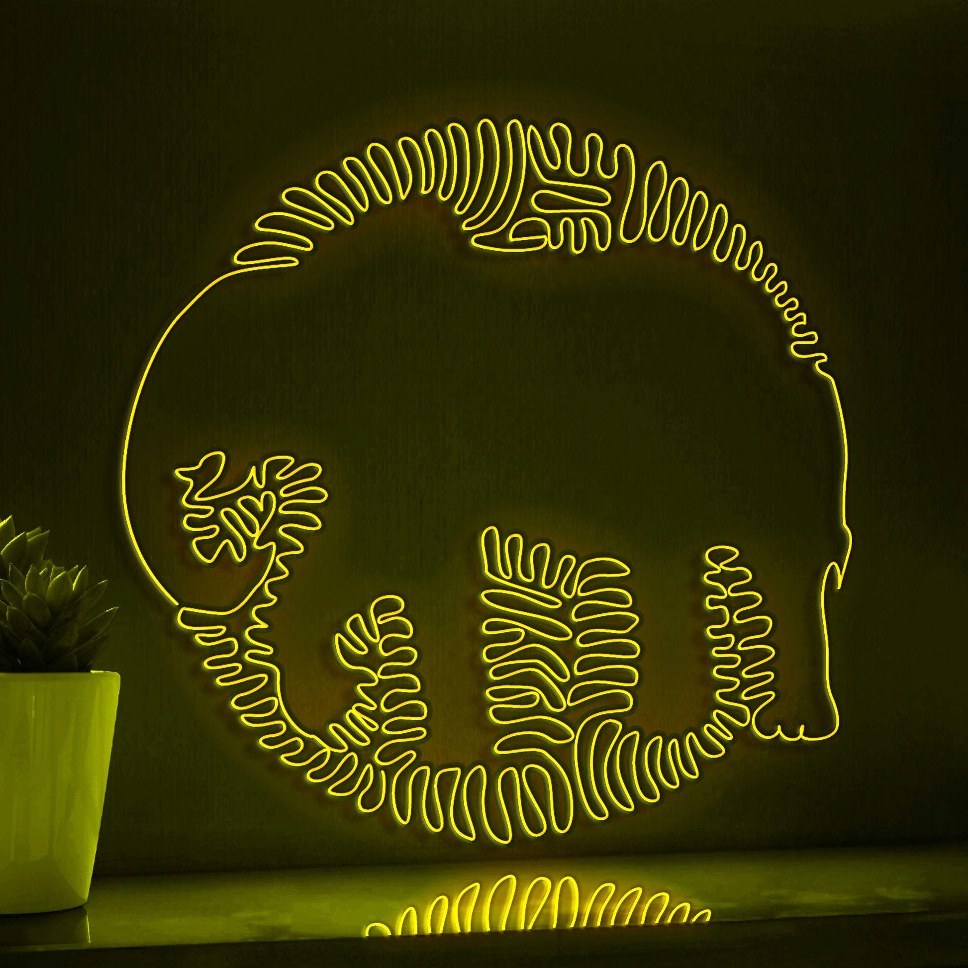 Elephant One Line EL Wire Neon Sign - Standing Giant Light Decor - myneonup