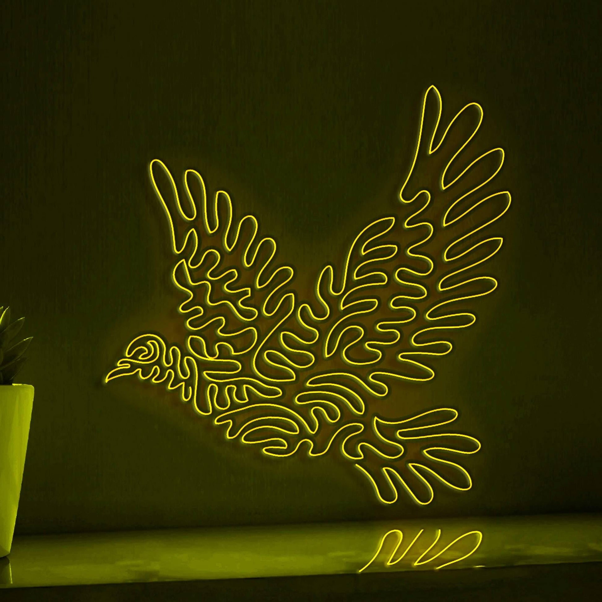 Dove One Line EL Wire Neon Sign - Flying Peace Symbol - myneonup