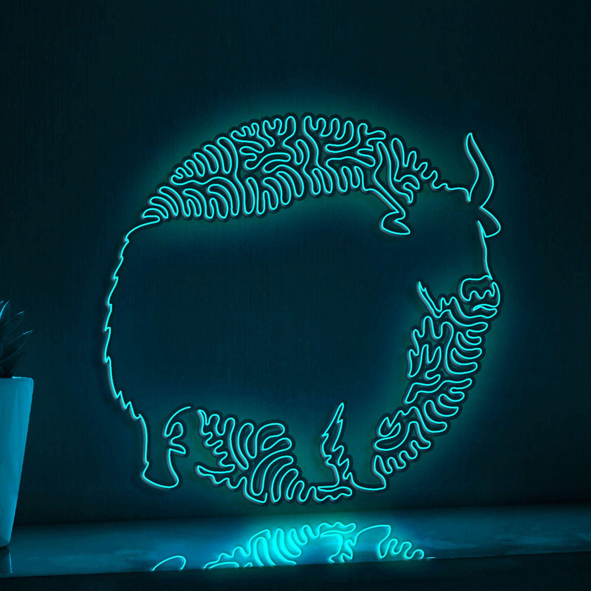 Yak One Line EL Wire Neon Sign - Abstract Yak Neon Sign for Modern Wall Decor - myneonup