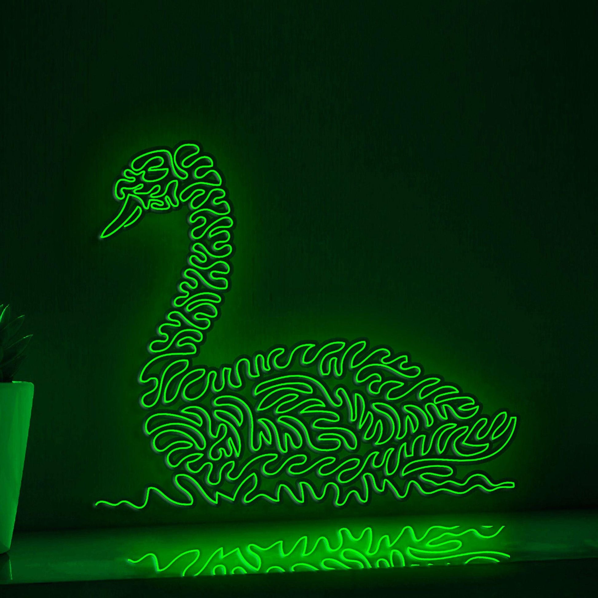 Swan One Line EL Wire Neon Sign - Swimming Bird Decor - myneonup