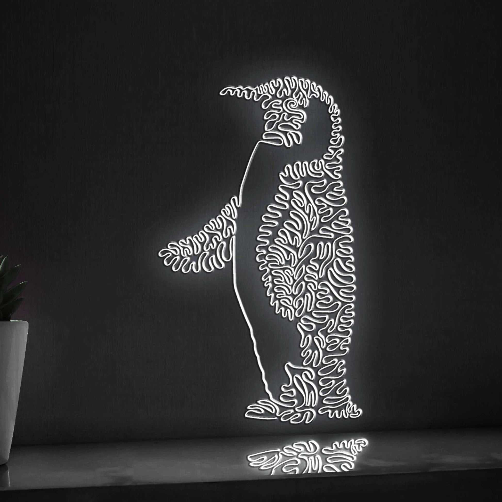 Penguin One Line EL Wire Neon Sign 1 - Flightless Bird Lighted Wall Art - myneonup
