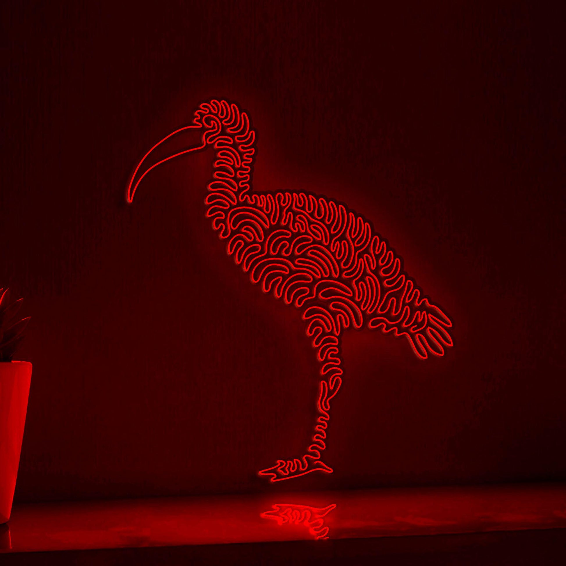 Ibis One Line EL Wire Neon Sign - Curved Bill Bird, Ideal for Tropical Themed Decor - myneonup
