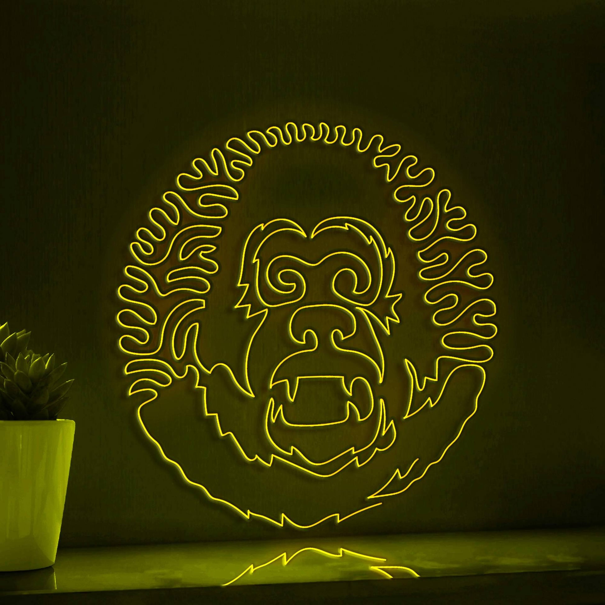 Gorilla One Line EL Wire Neon Sign - Stocky Ape Wall Art - myneonup