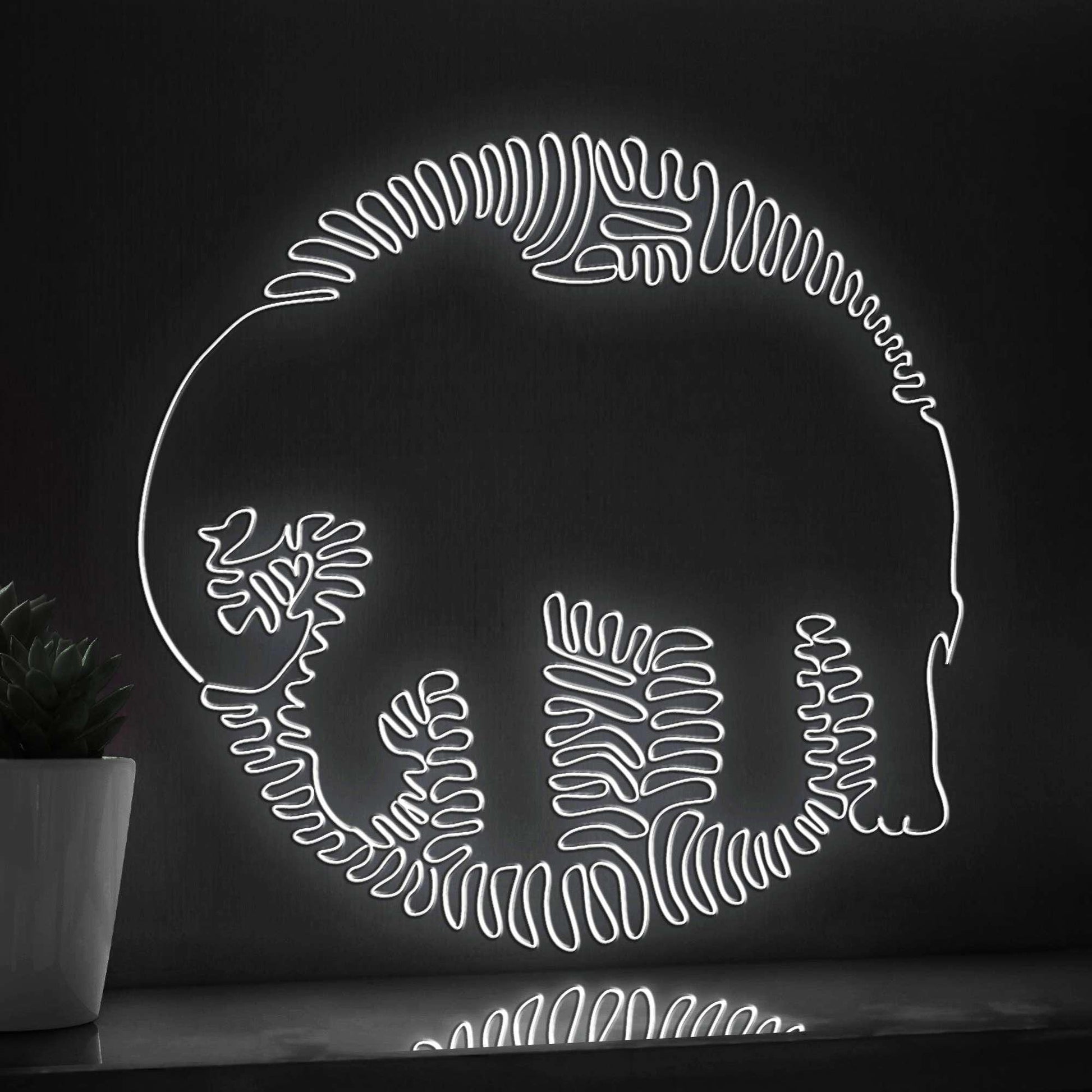 Elephant One Line EL Wire Neon Sign - Standing Giant Light Decor - myneonup