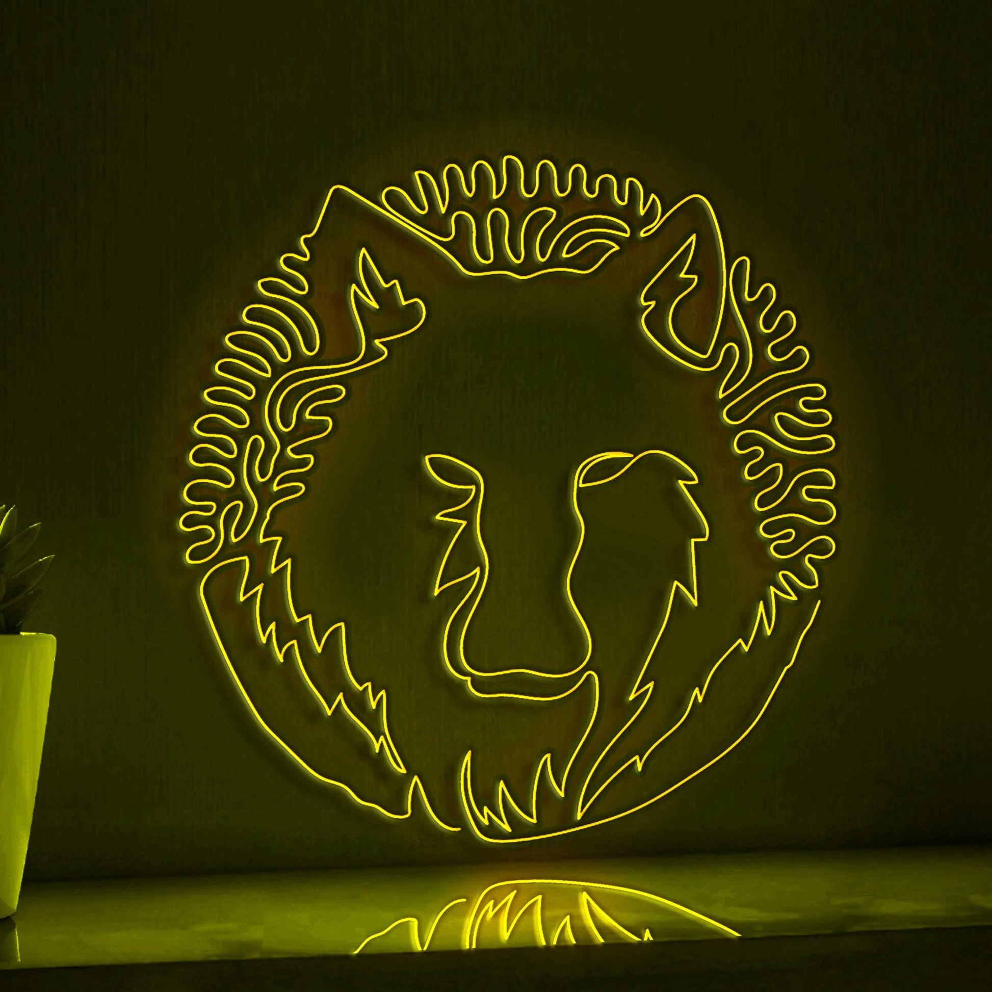 Wolf One Line EL Wire Neon Sign - Abstract Ligh Art for Nature Lovers' Home Decor - myneonup