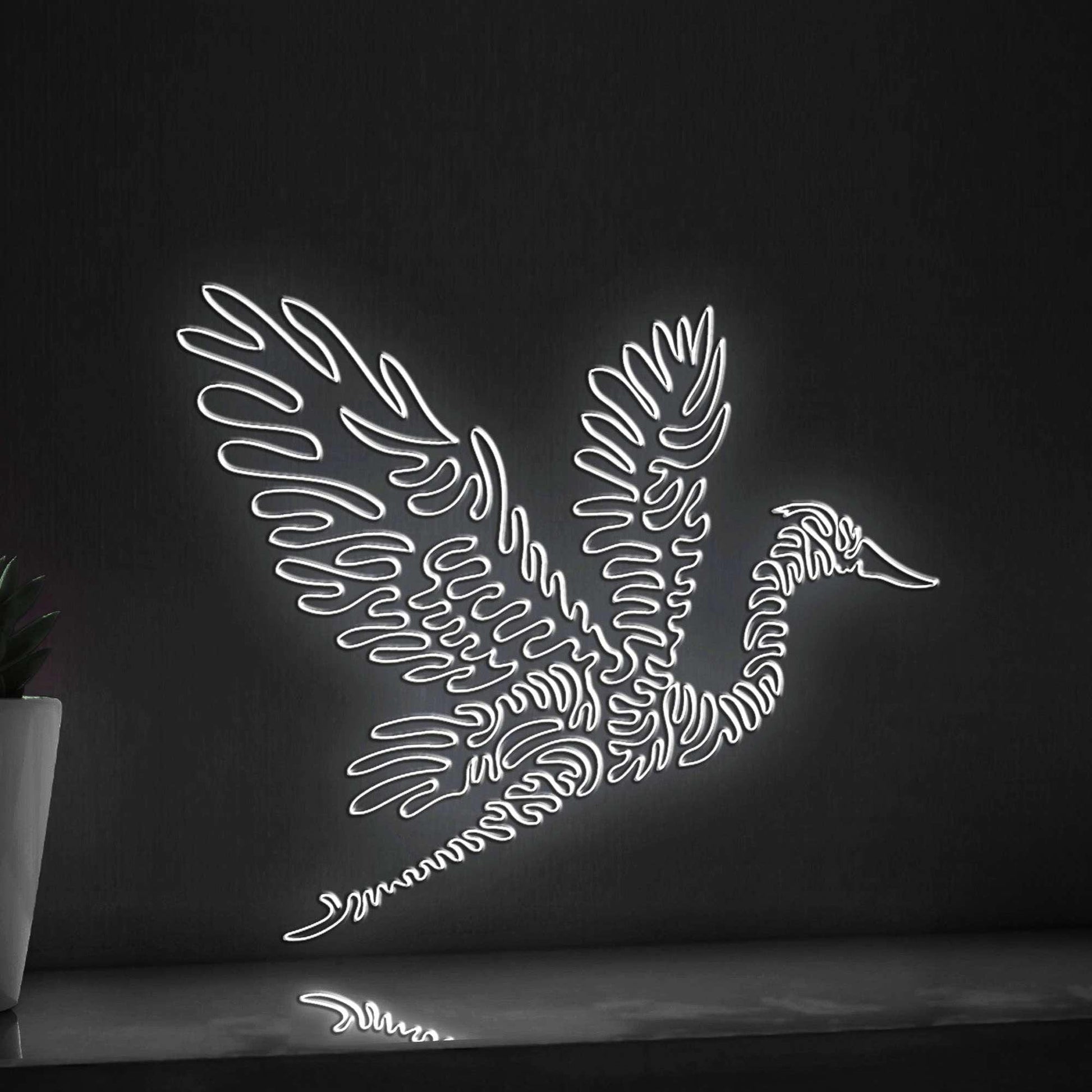 Heron One Line EL Wire Neon Sign - Long-Necked Bird Art, Ideal for Nature Lovers' Modern Wall Decor - myneonup