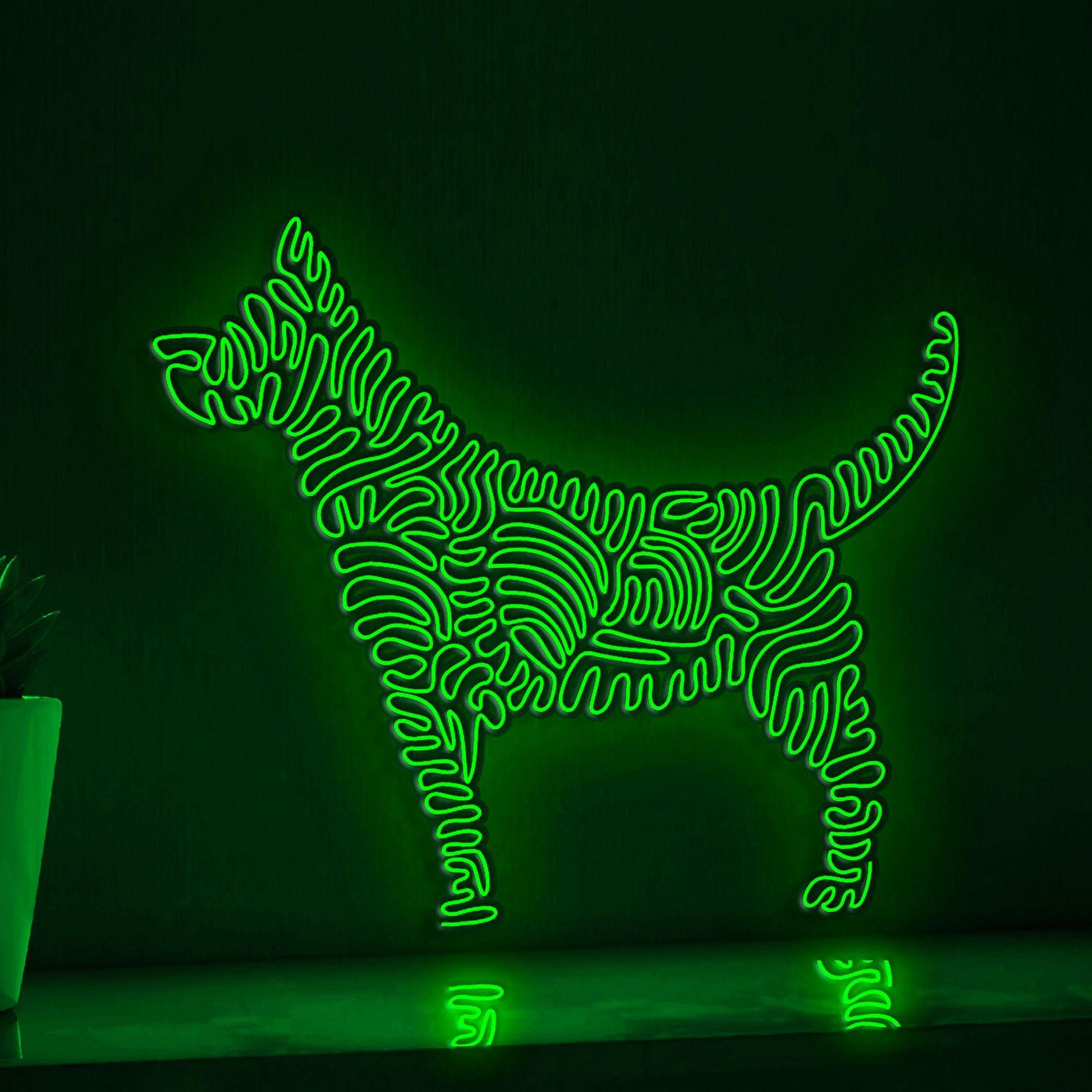 Dog One Line EL Wire Neon Sign - Fluffy Pet Wall Art - myneonup