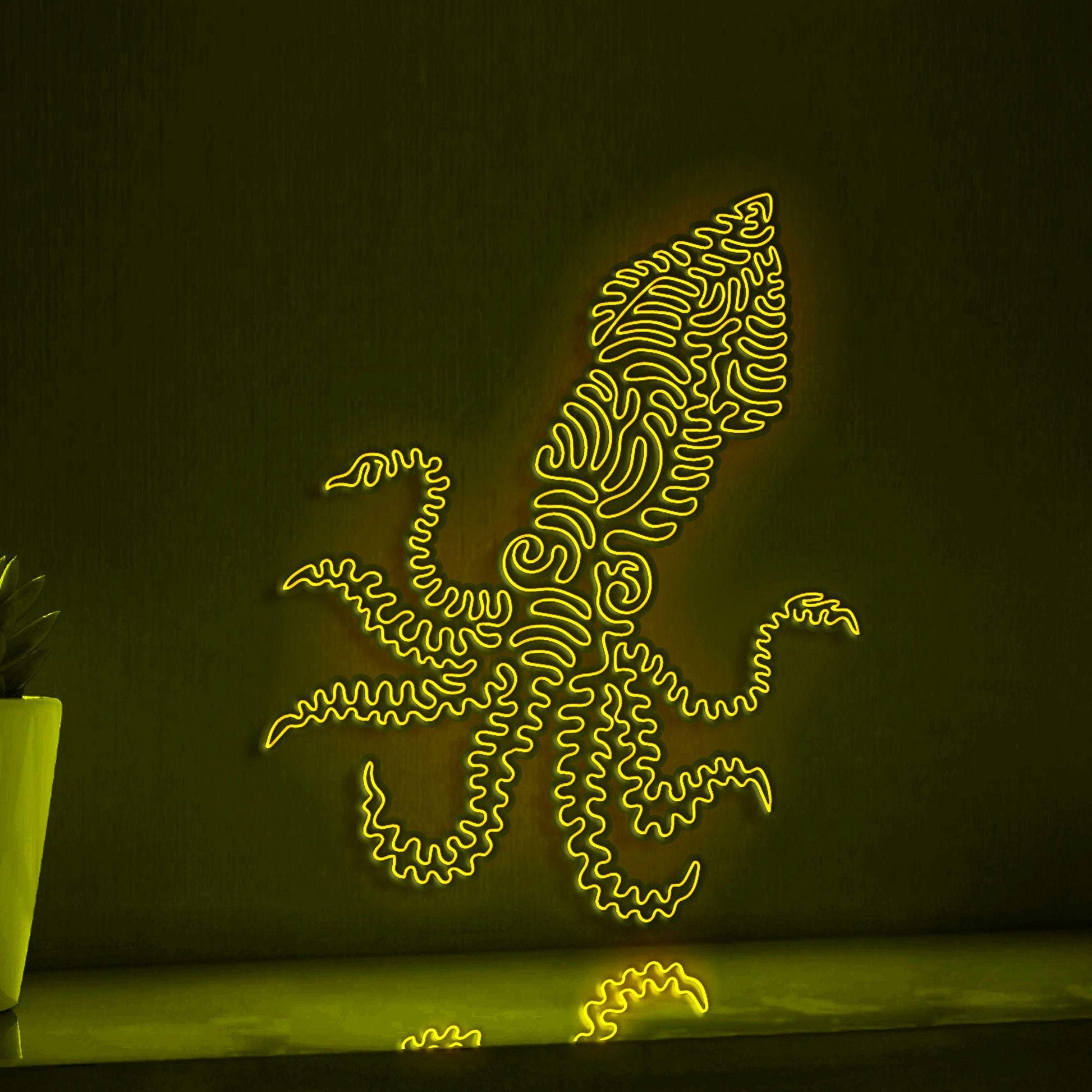 Squid One Line EL Wire Neon Sign - Sea Creature Wall Decor - myneonup