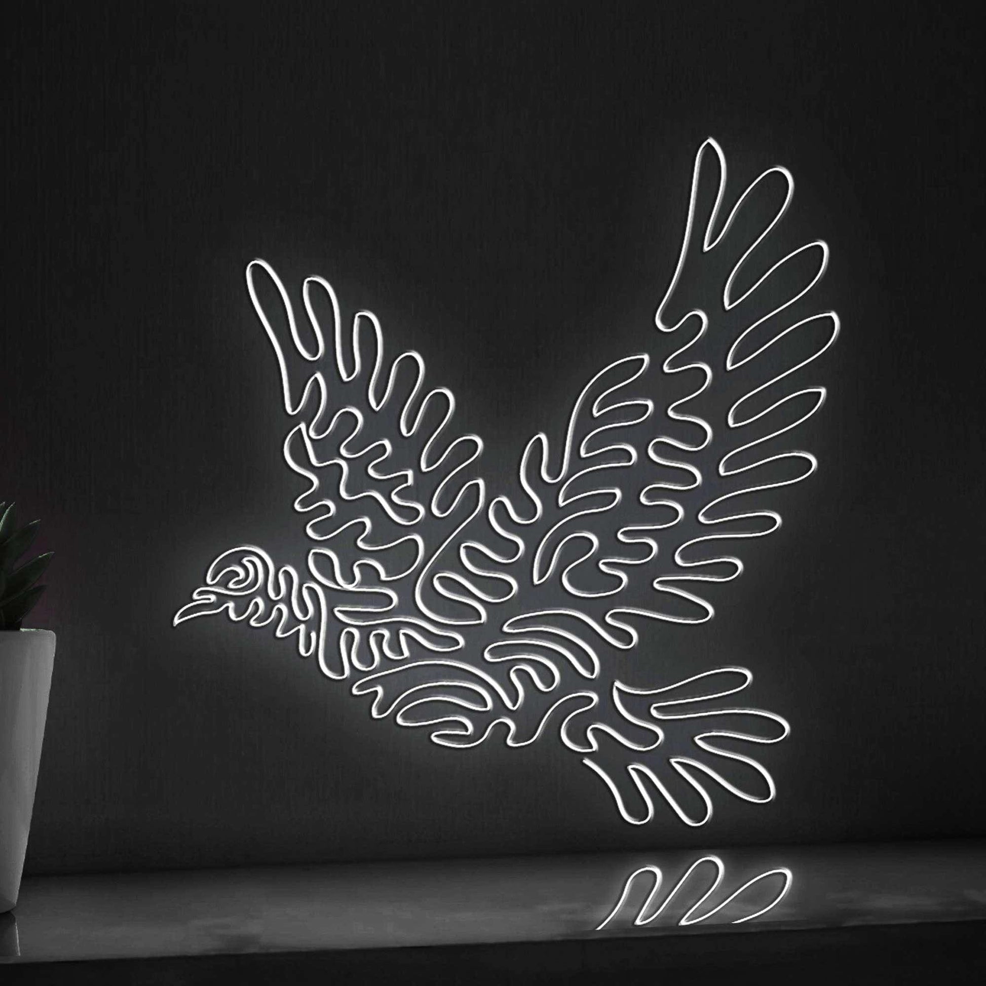 Dove One Line EL Wire Neon Sign - Flying Peace Symbol - myneonup