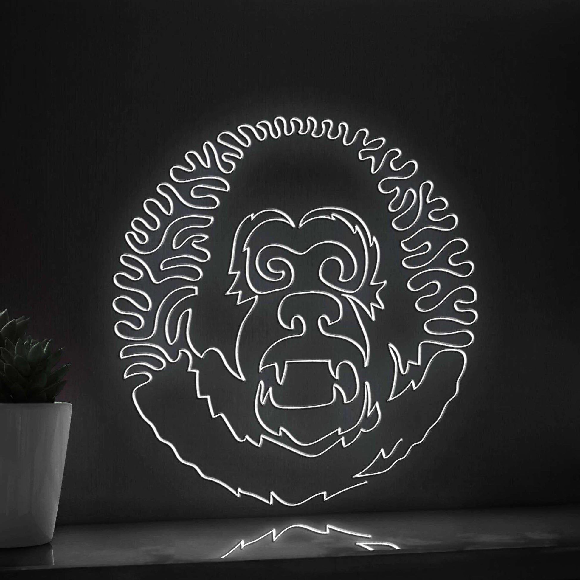 Gorilla One Line EL Wire Neon Sign - Stocky Ape Wall Art - myneonup