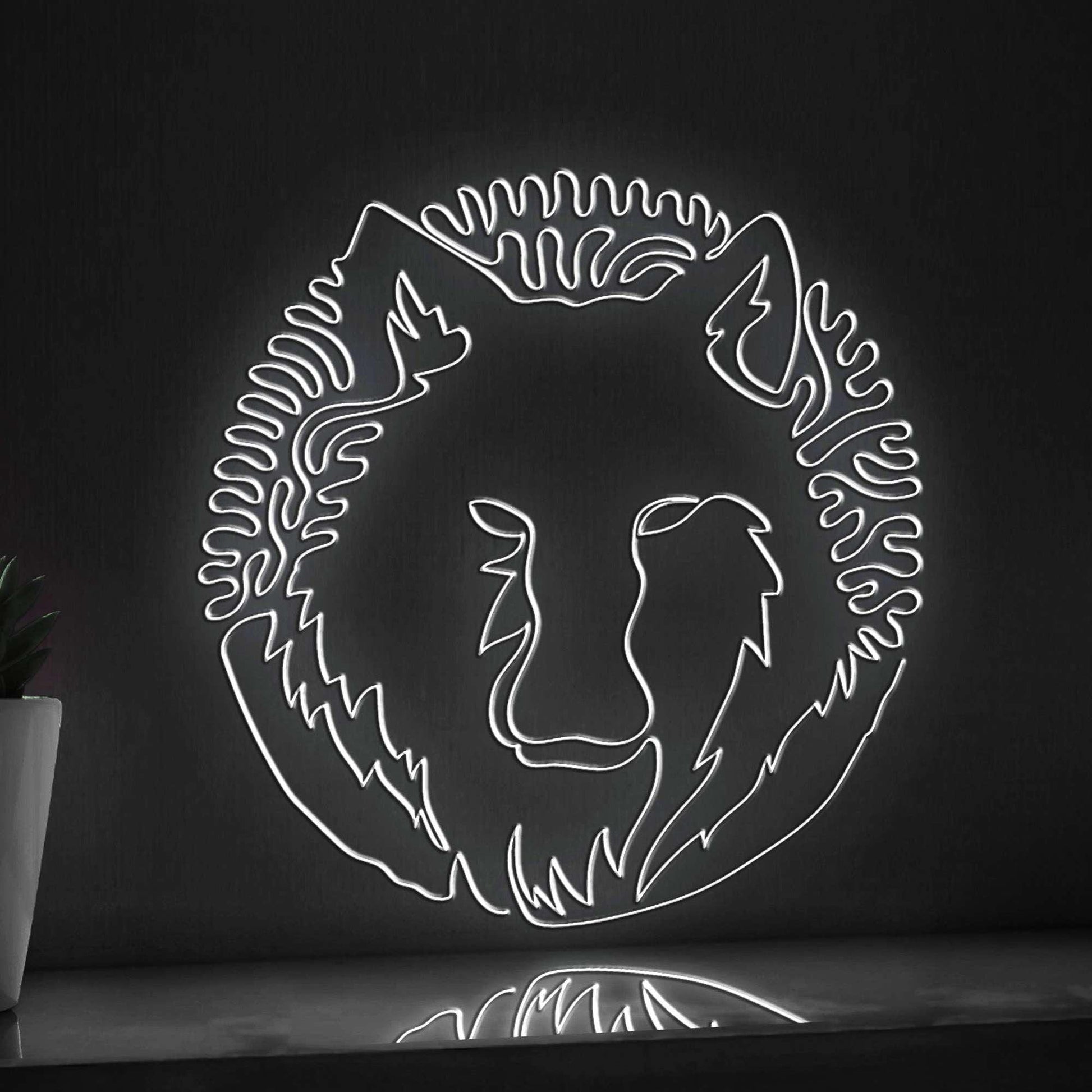 Wolf One Line EL Wire Neon Sign - Abstract Ligh Art for Nature Lovers' Home Decor - myneonup