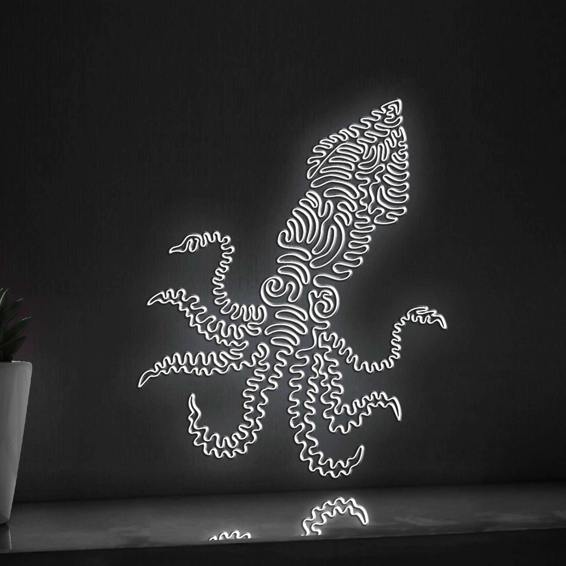 Squid One Line EL Wire Neon Sign - Sea Creature Wall Decor - myneonup