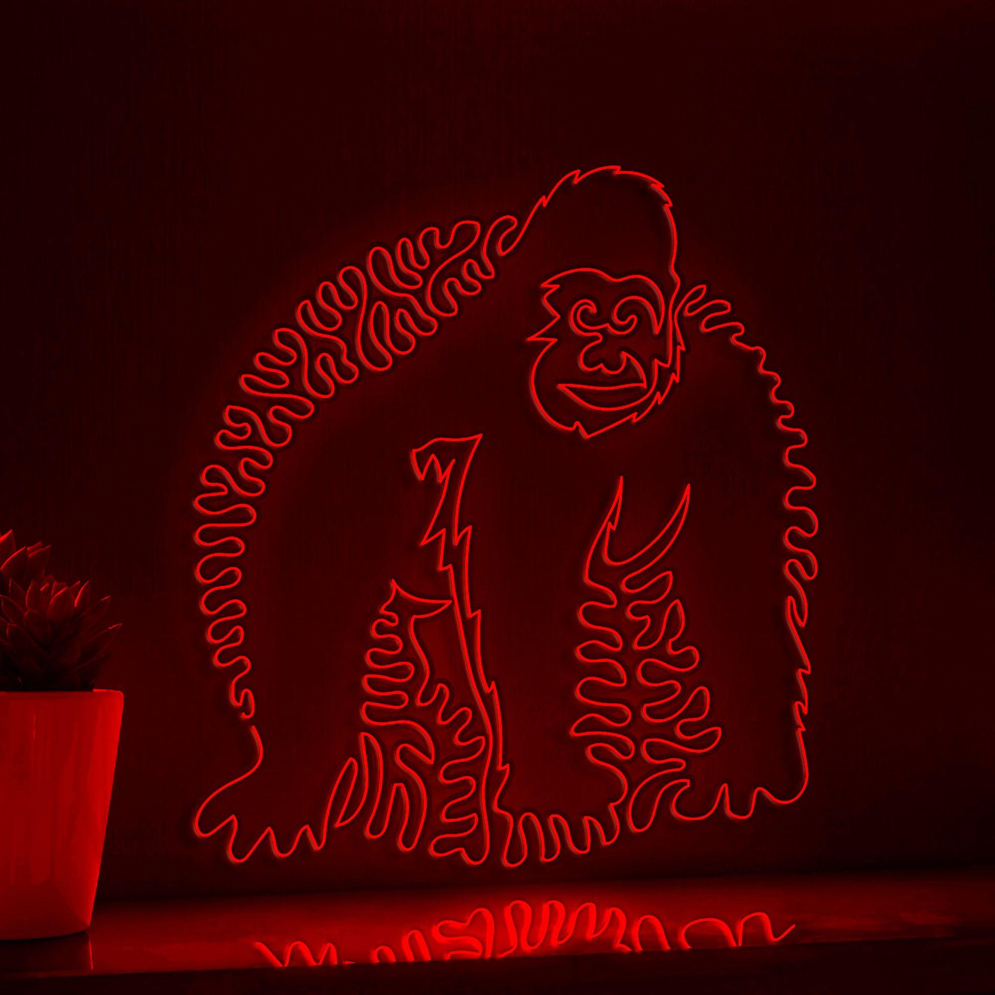 Gorilla One Line EL Wire Neon Sign - Wild Ape Wall Art - myneonup