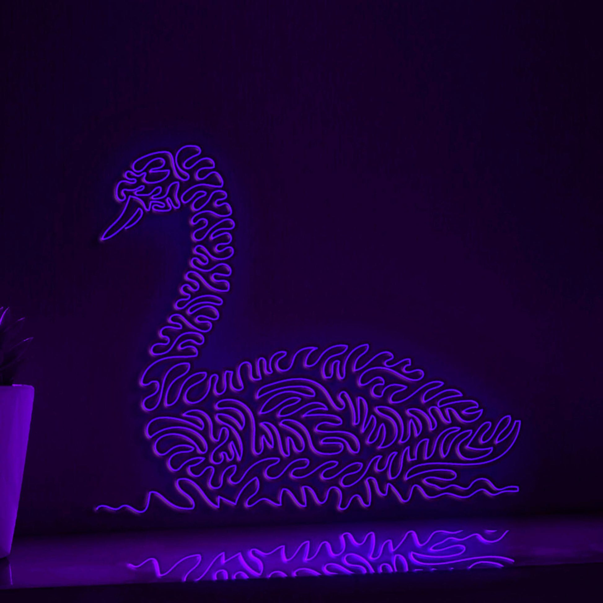 Swan One Line EL Wire Neon Sign - Swimming Bird Decor - myneonup