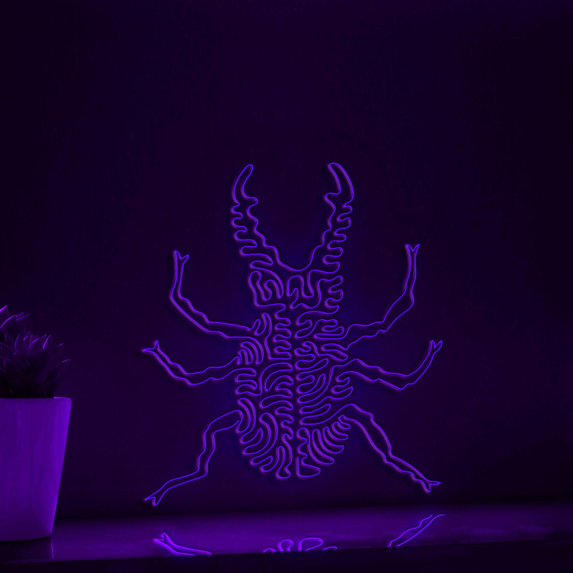 Beetle One Line EL Wire Neon Sign - Hard Wing Insect, Perfect for Tropical Wall Decor & Boho Lovers - myneonup
