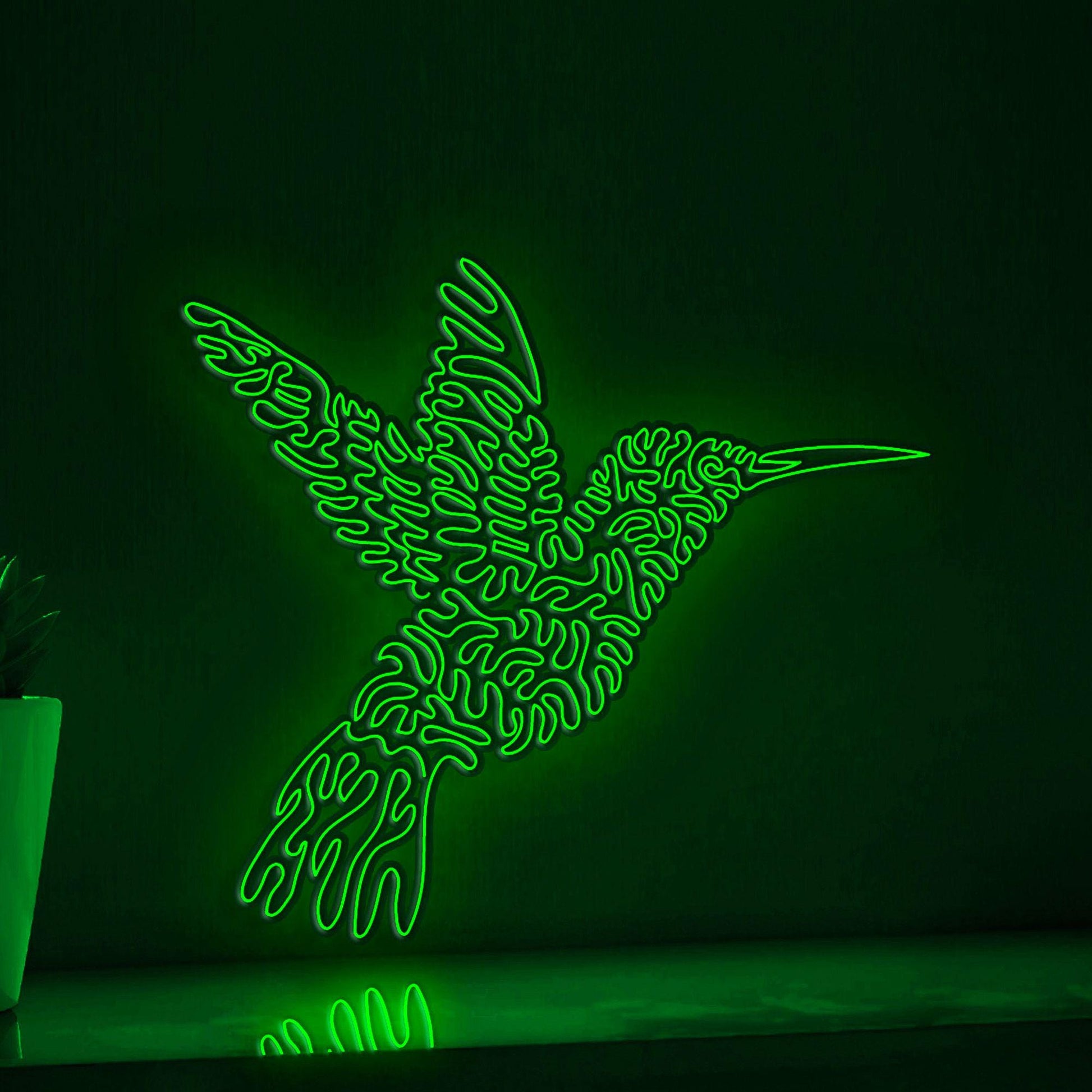 Hummingbird One Line EL Wire Neon Sign - Short Bill Bird Art, Ideal for Pet Lovers & Boho Decor - myneonup