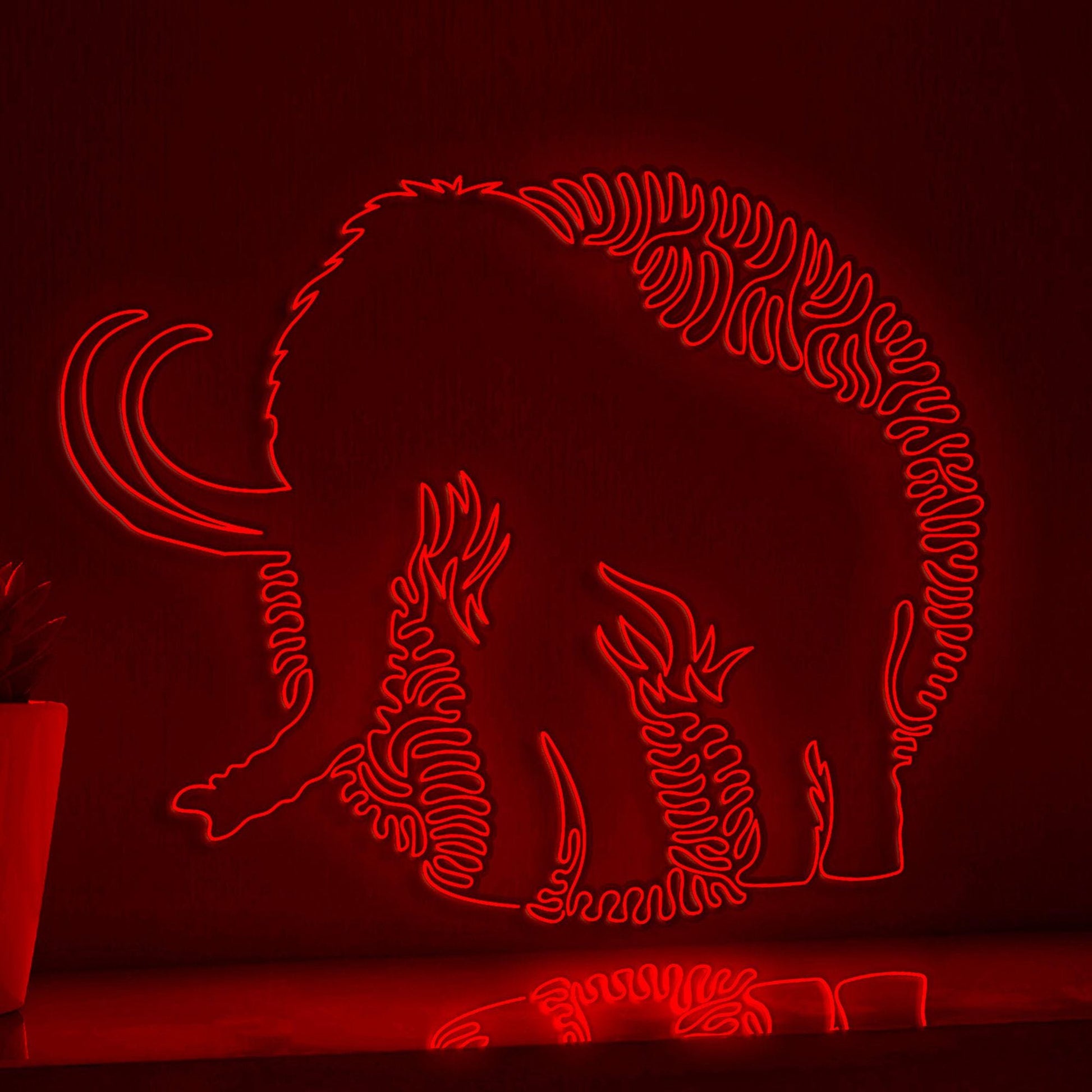 Mammoth One Line EL Wire Neon Sign - Ice Age Giant Wall Art - myneonup