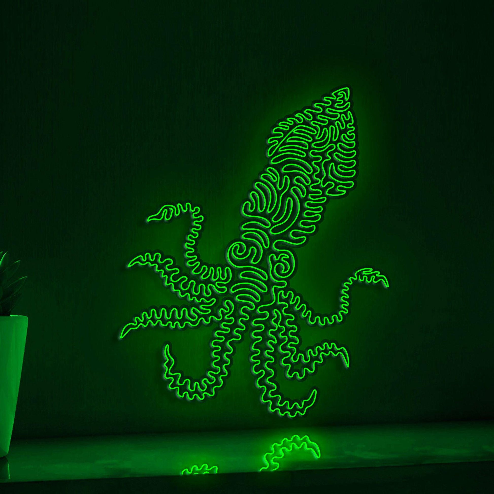 Squid One Line EL Wire Neon Sign - Sea Creature Wall Decor - myneonup