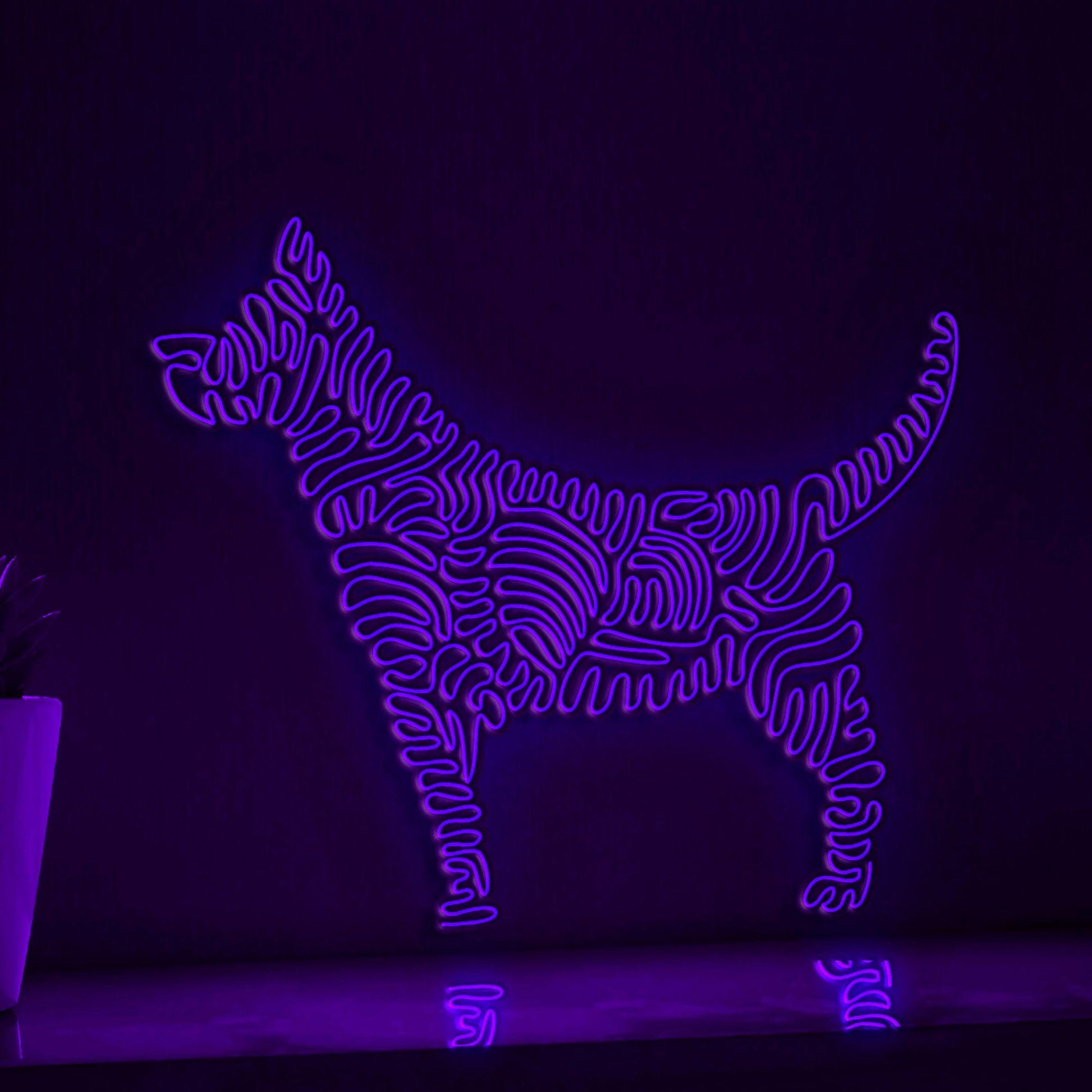 Dog One Line EL Wire Neon Sign - Fluffy Pet Wall Art - myneonup