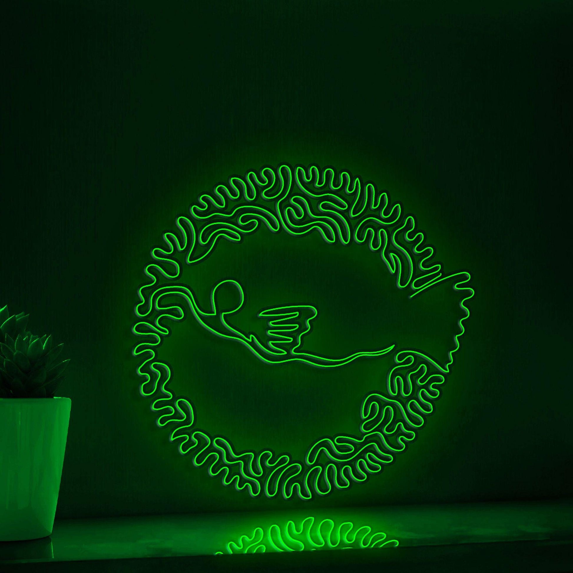Pufferfish One Line EL Wire Neon Sign - Light Art for Ocean Lovers and Home Decor - myneonup