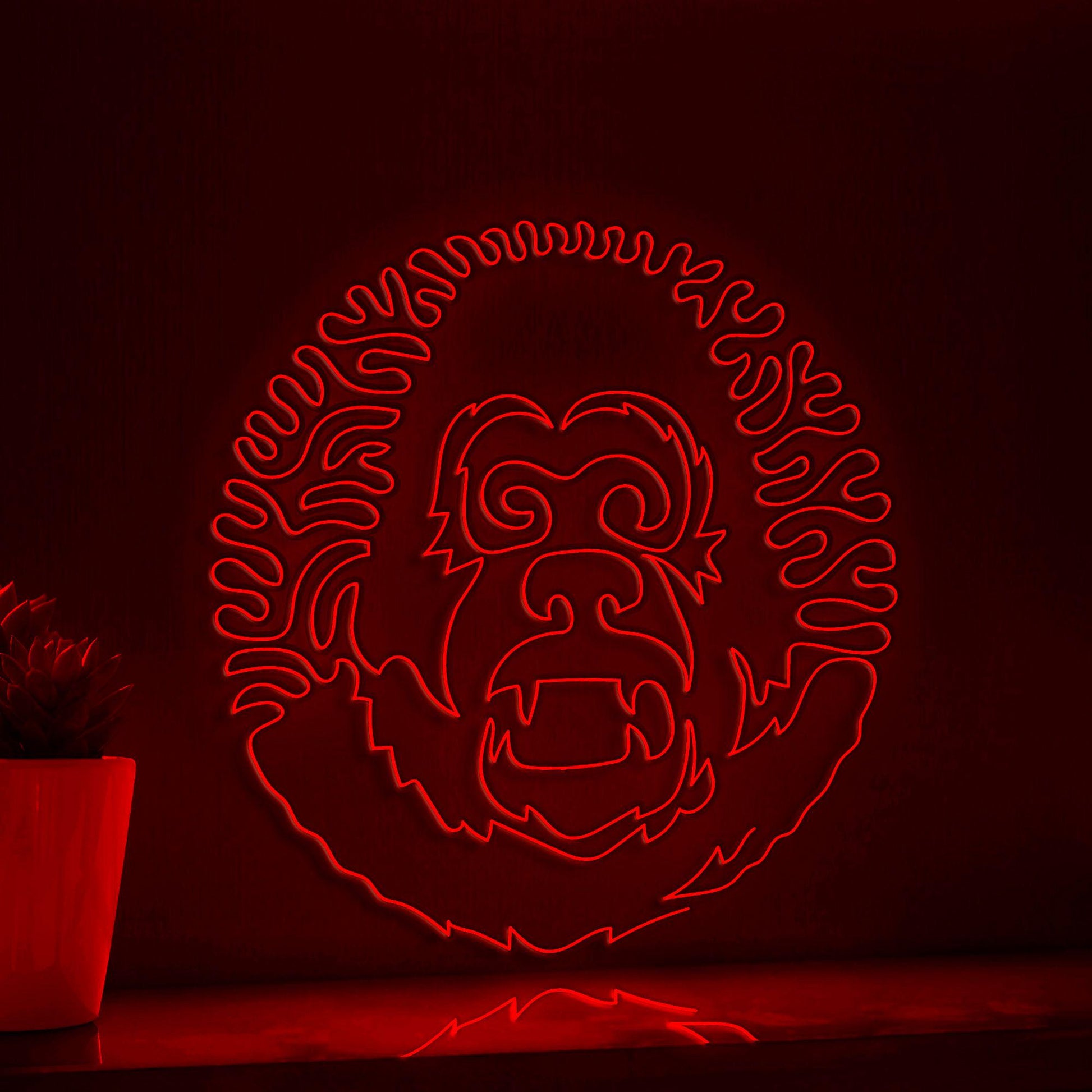 Gorilla One Line EL Wire Neon Sign - Stocky Ape Wall Art - myneonup