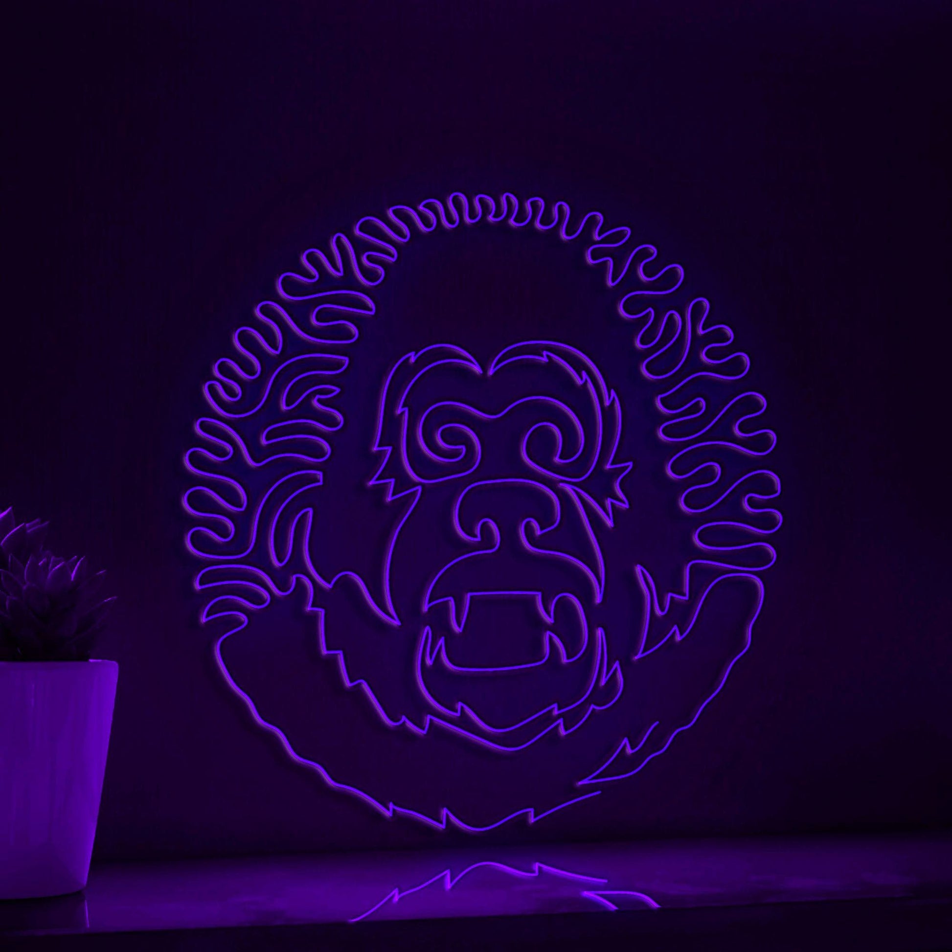 Gorilla One Line EL Wire Neon Sign - Stocky Ape Wall Art - myneonup