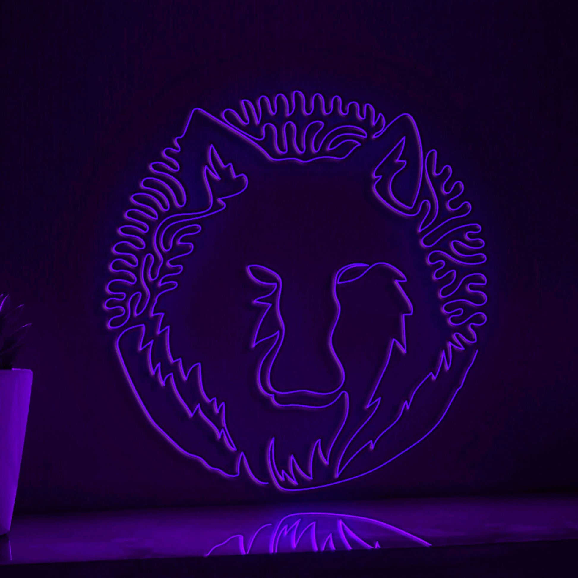 Wolf One Line EL Wire Neon Sign - Abstract Ligh Art for Nature Lovers' Home Decor - myneonup