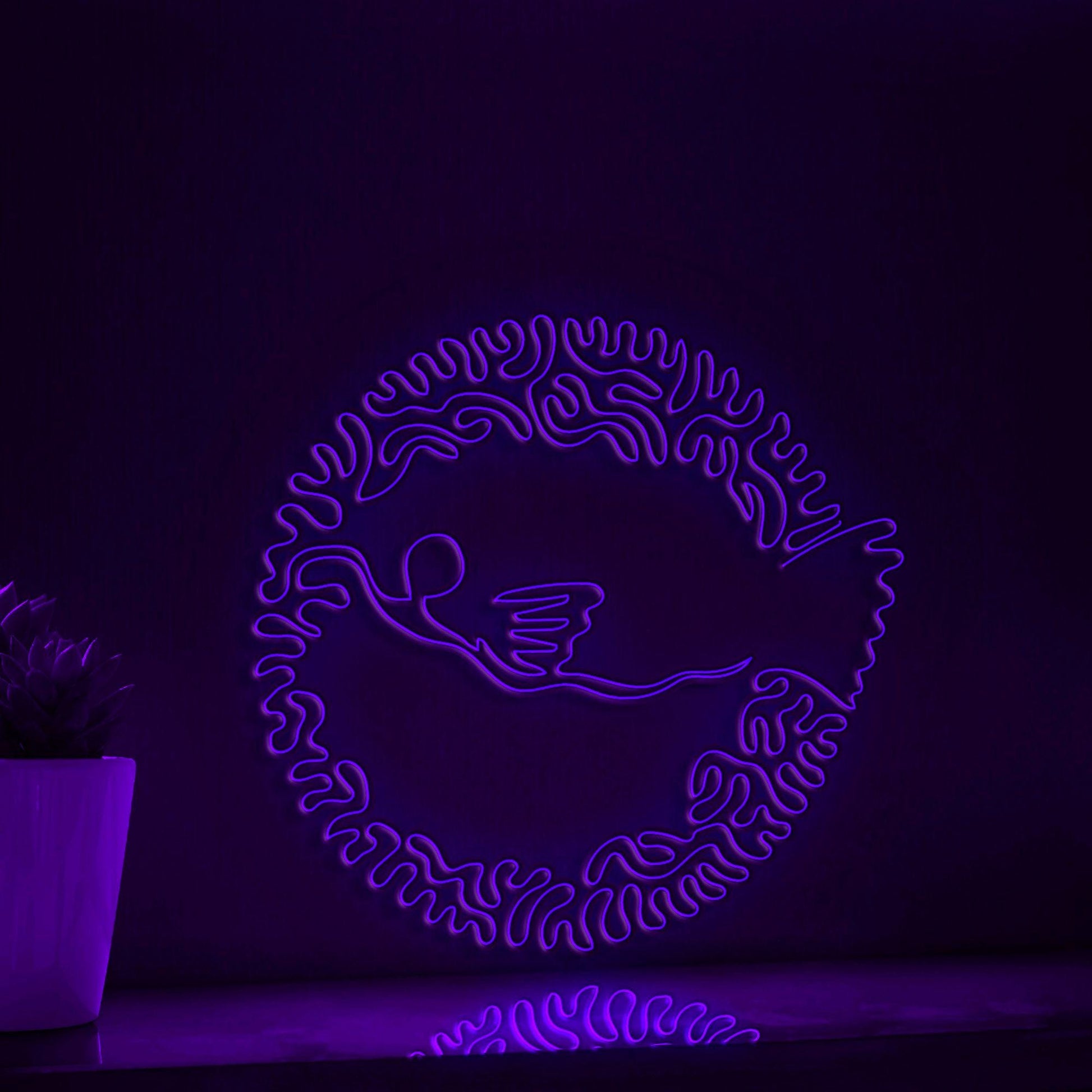Pufferfish One Line EL Wire Neon Sign - Light Art for Ocean Lovers and Home Decor - myneonup