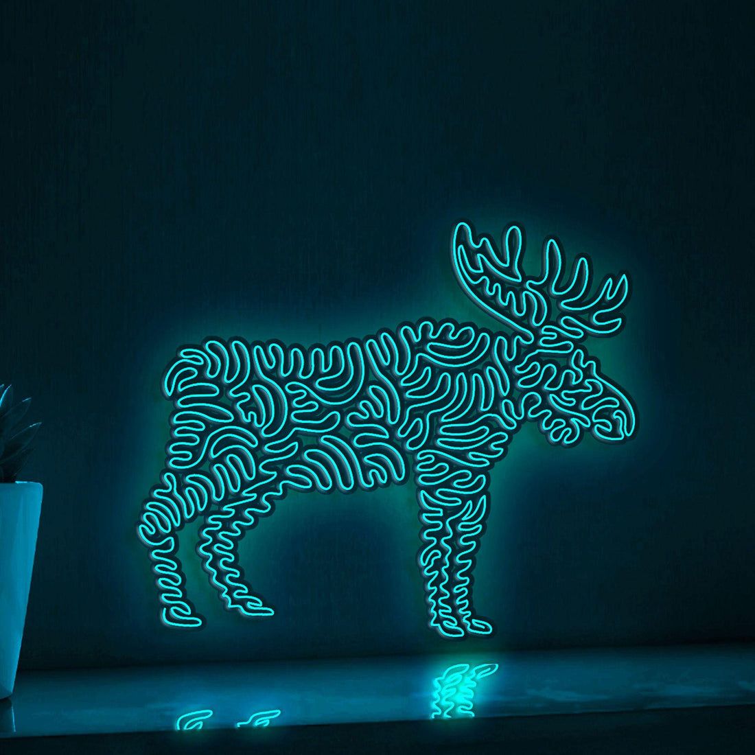 Moose One Line EL Wire Neon Sign - Wild Animal Decor - myneonup