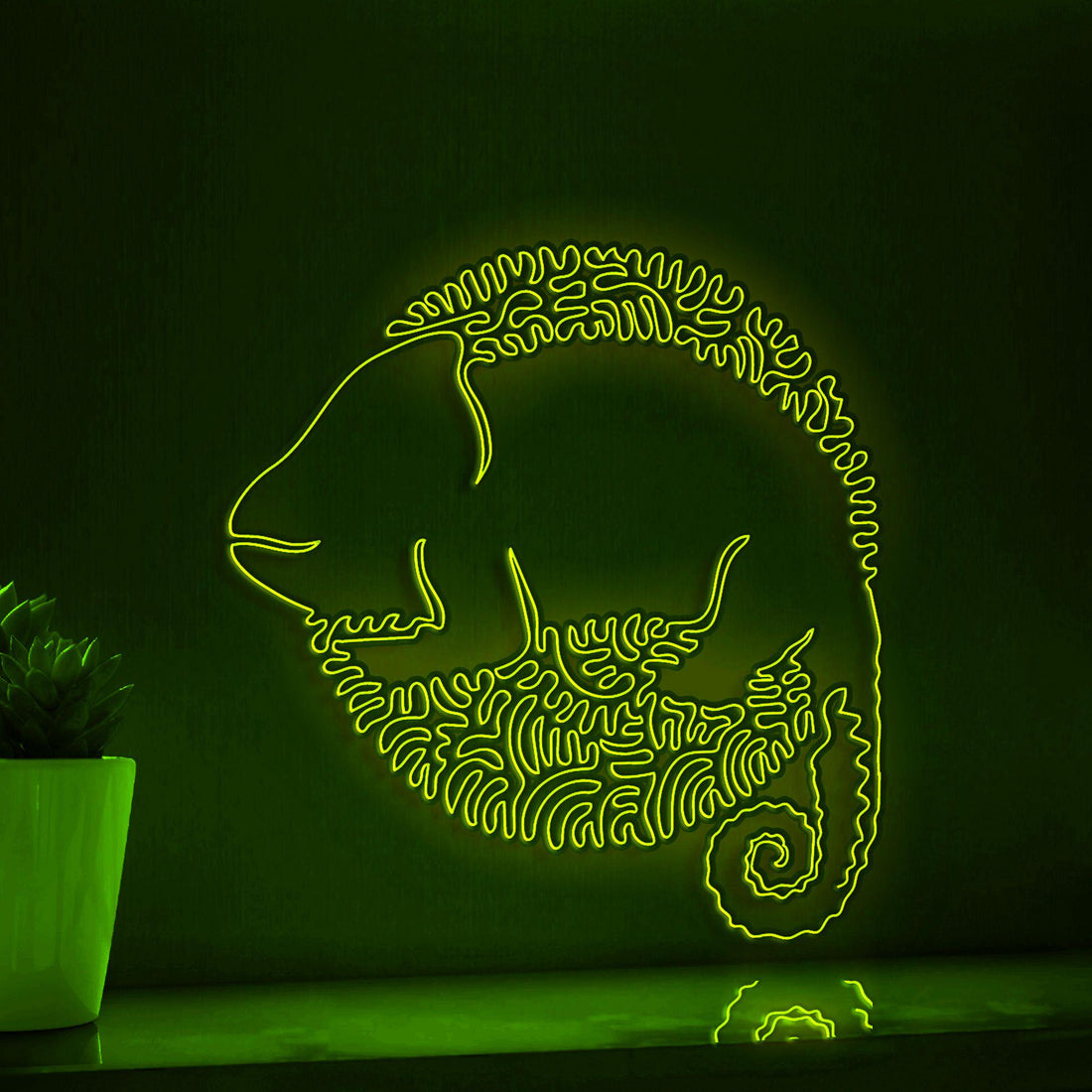 Chameleon One Line EL Wire Neon Sign - Camouflage Lizard Decor - myneonup