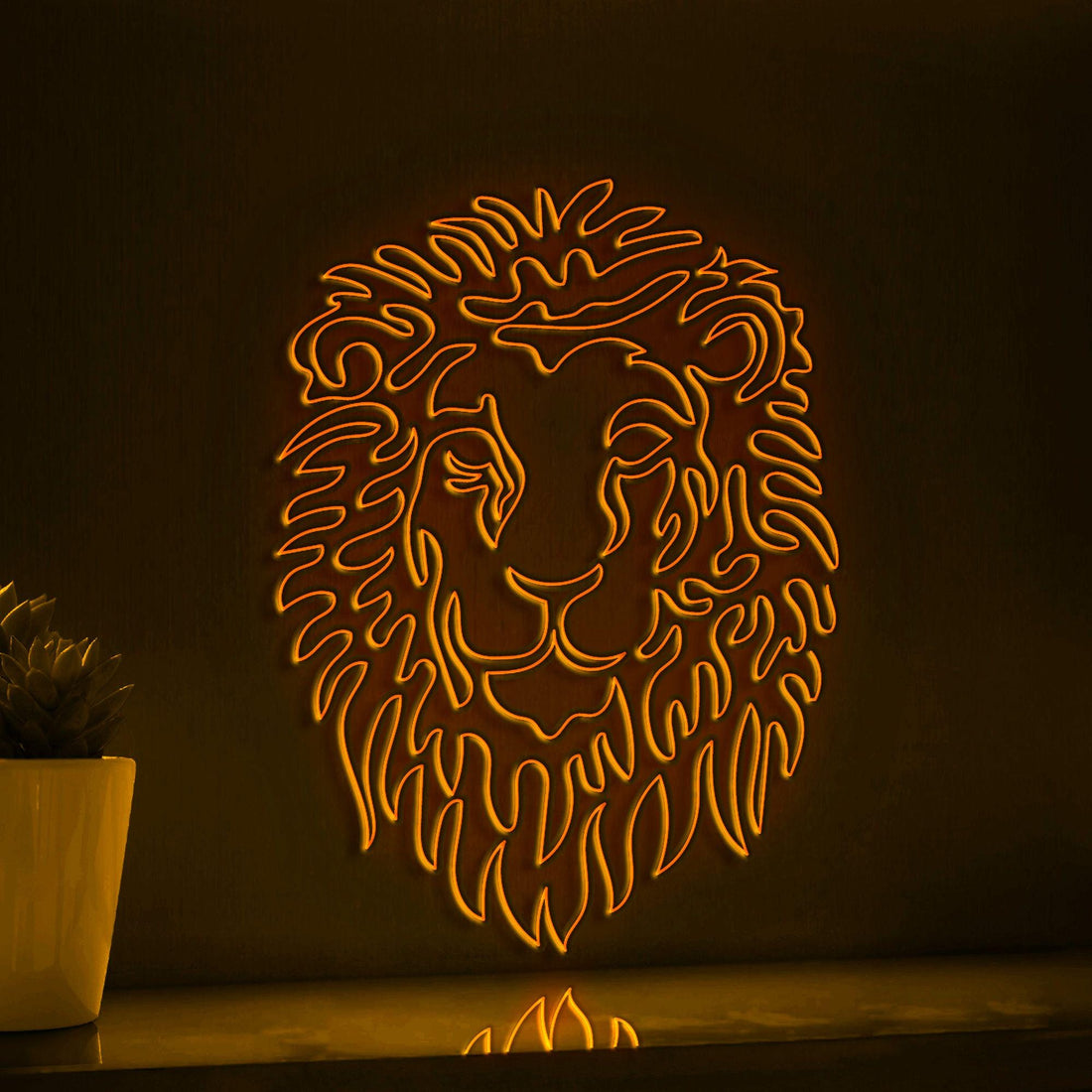 Continuous Line Neon Lion Art for Modern Wall Decor - myneonup