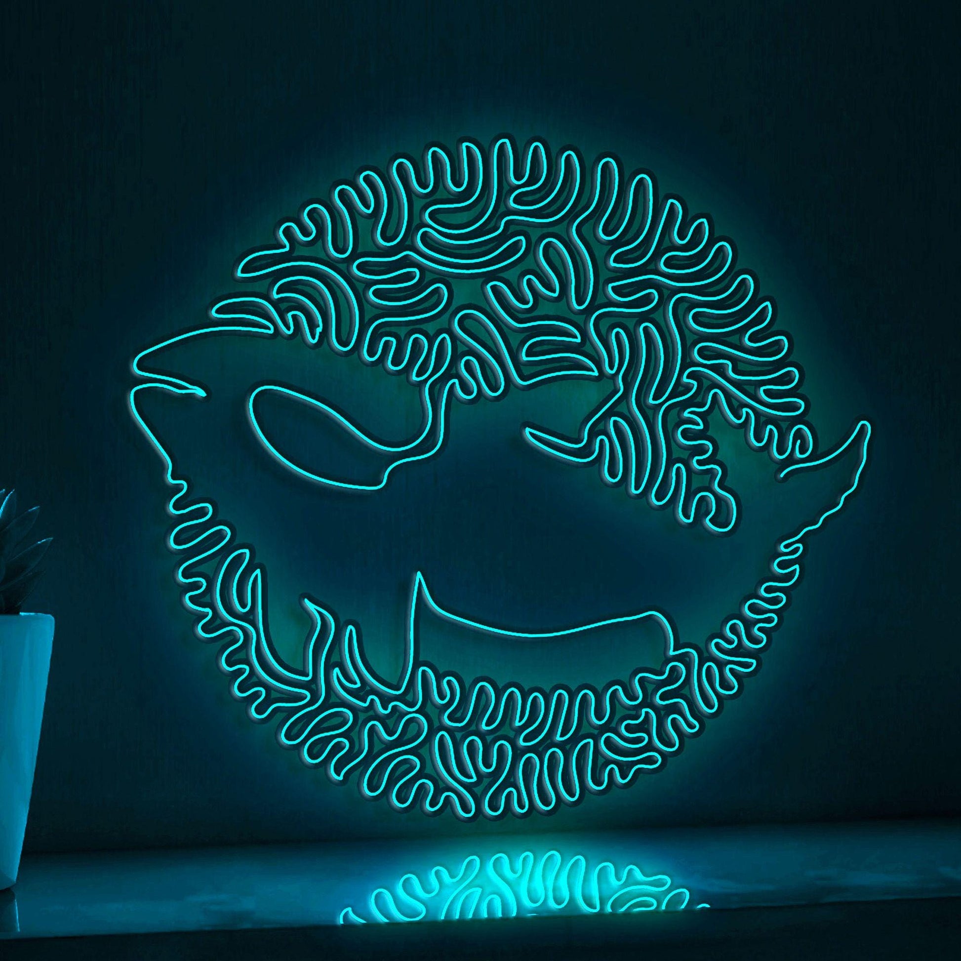 Orca One Line EL Wire Neon Sign - Ocean Themed Wall Decor - myneonup