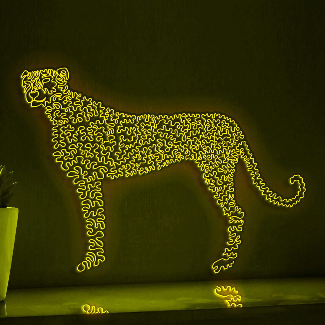 Cheetah One Line EL Wire Neon Sign - Fastest Mammal, Animal Wall Art - myneonup
